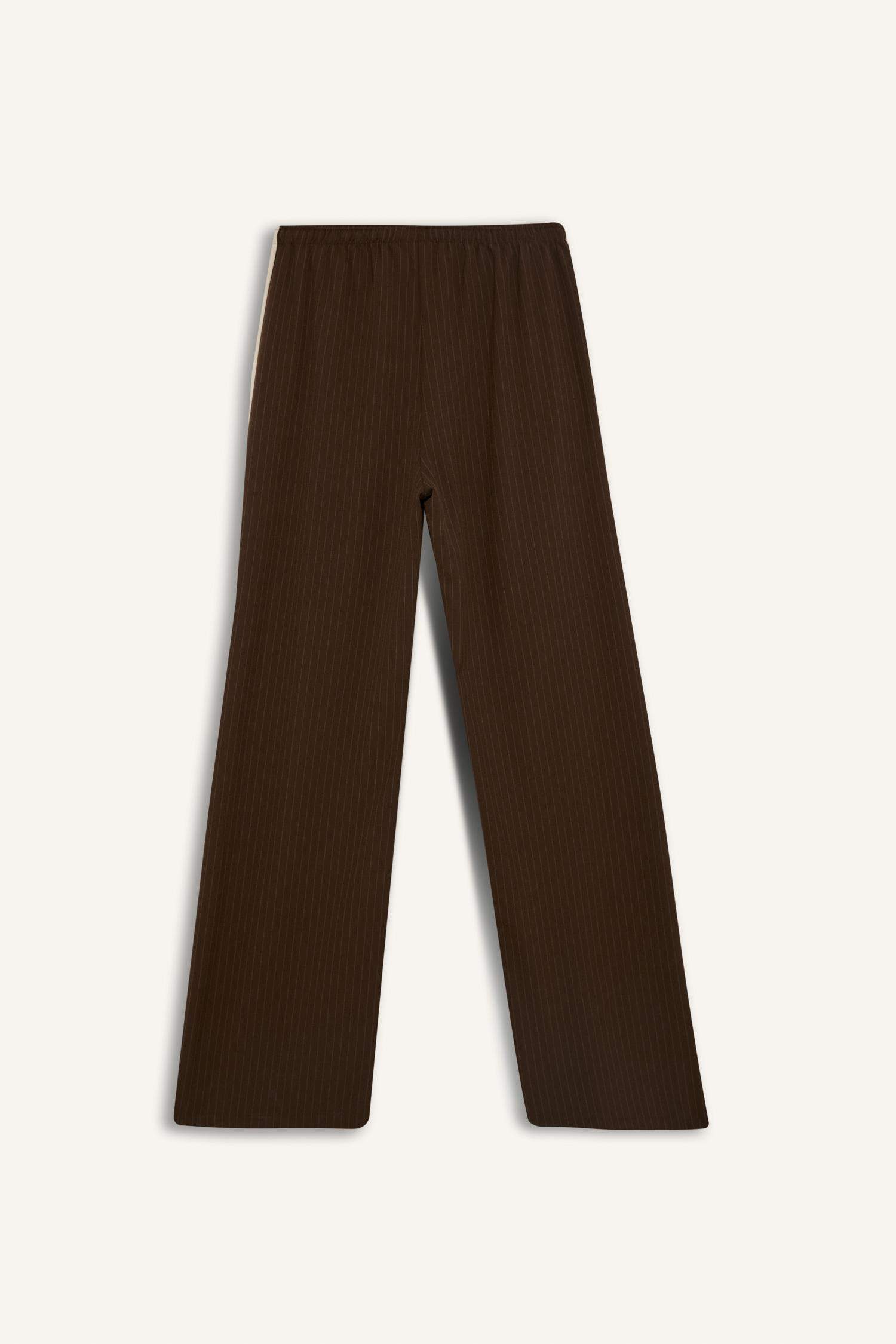 Pantalon large rayé à taille normale