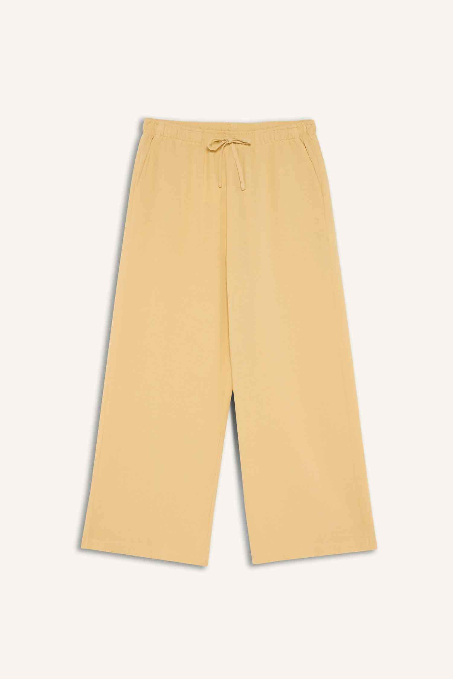 Straight Leg Linen-Blend Capri Pants