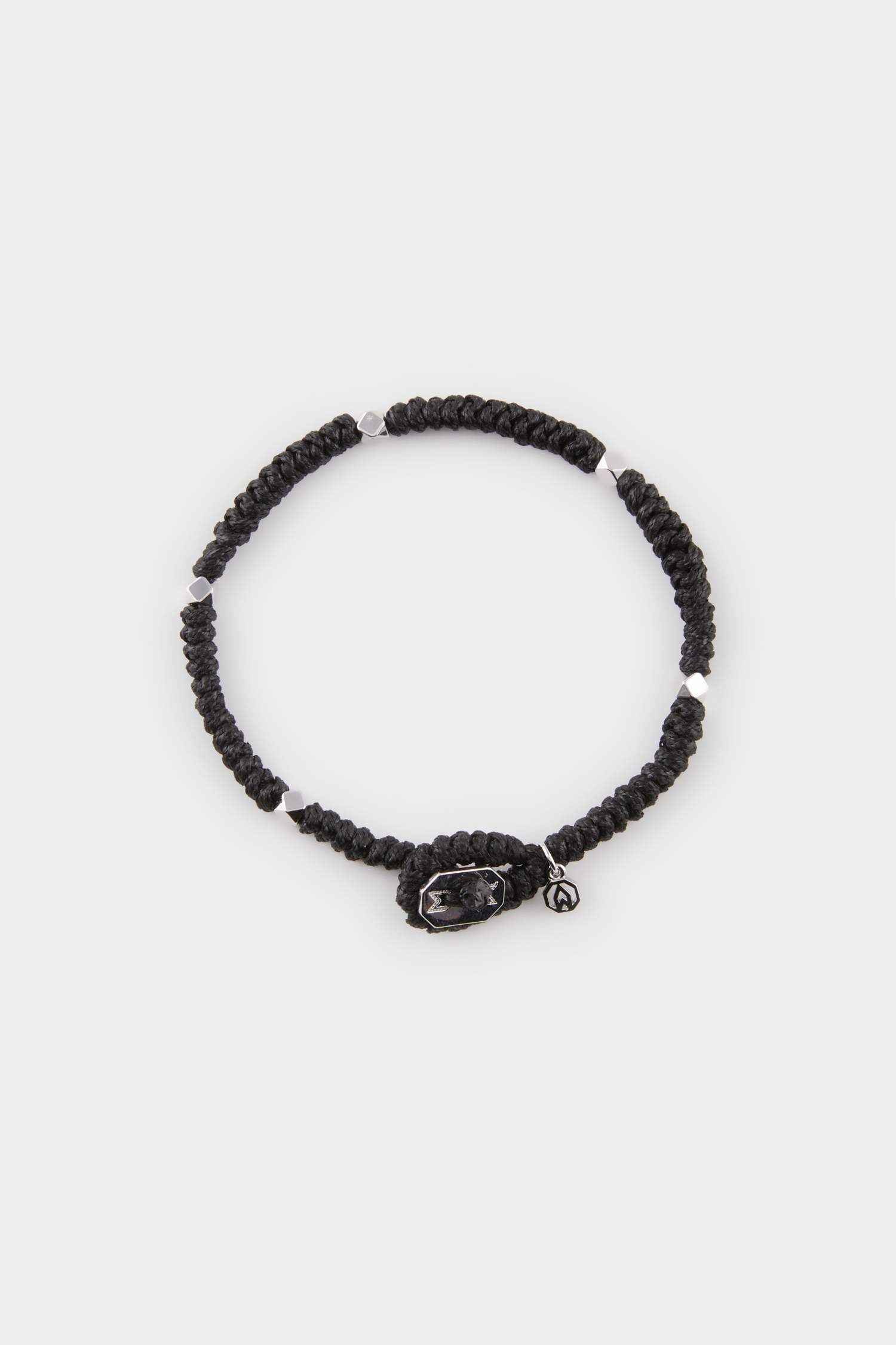 AtolyeWolf x DeFacto Erkek Örülmüş İp ve Çelik Parçalı Gümüş Siyah Yılan Bileklik