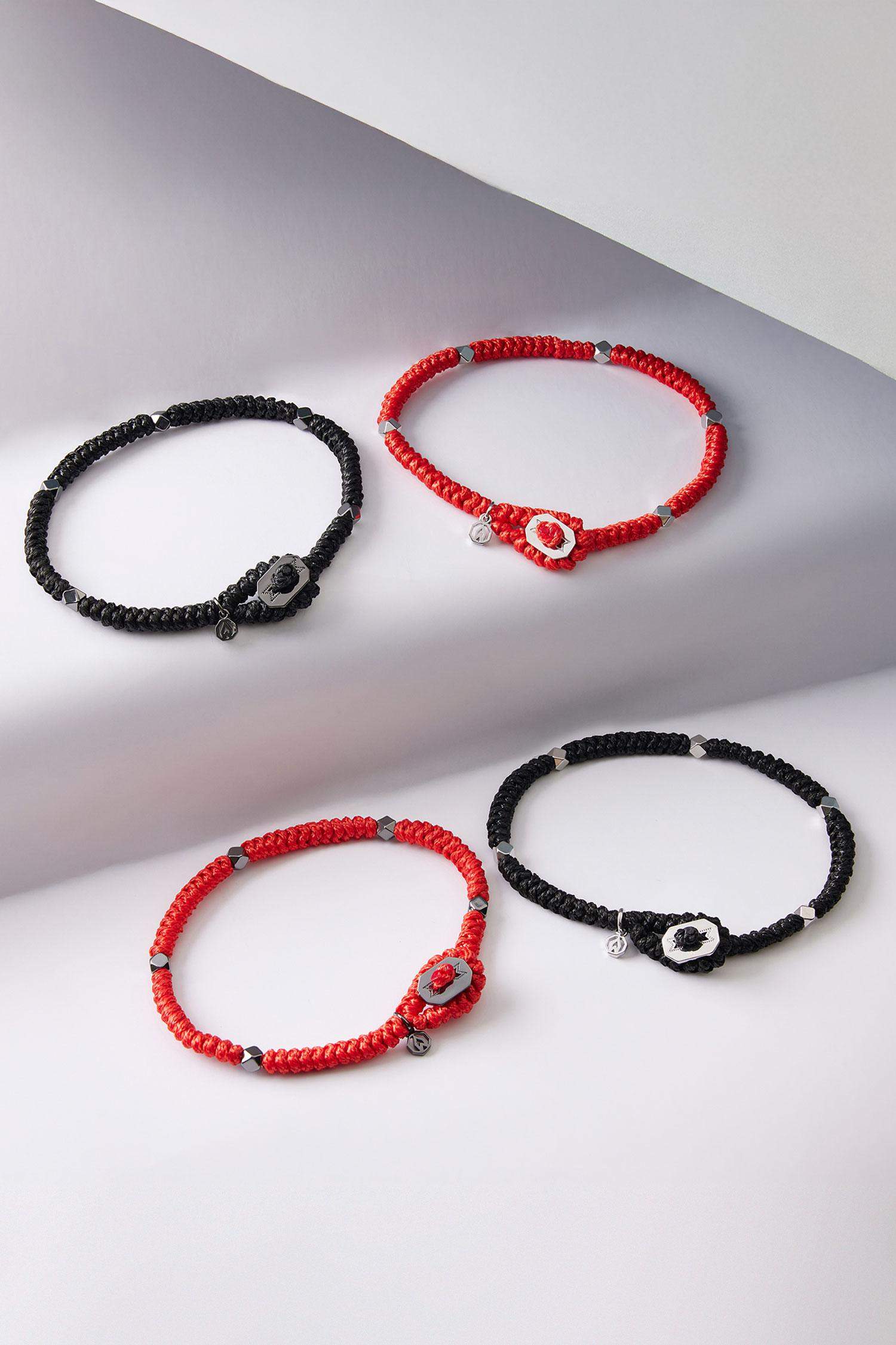 AtolyeWolf x DeFacto Erkek Örülmüş İp ve Çelik Parçalı Gümüş Siyah Yılan Bileklik