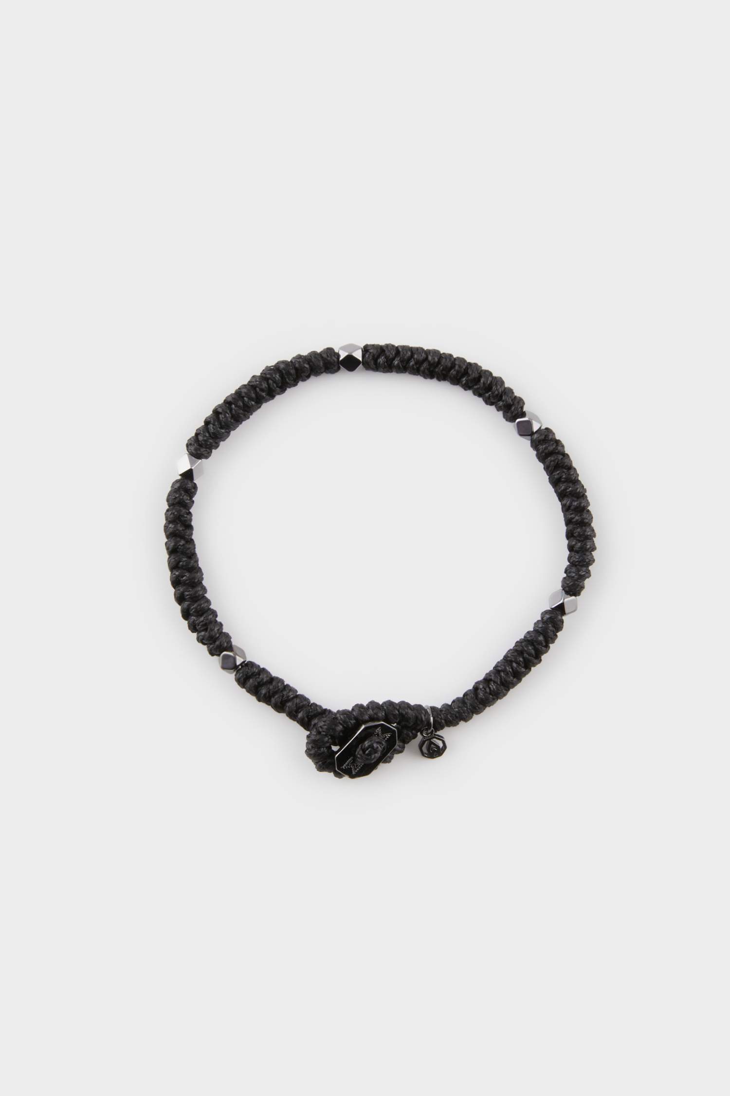 AtolyeWolf x DeFacto Erkek Örülmüş İp ve Çelik Parçalı Siyah Siyah Yılan Bileklik