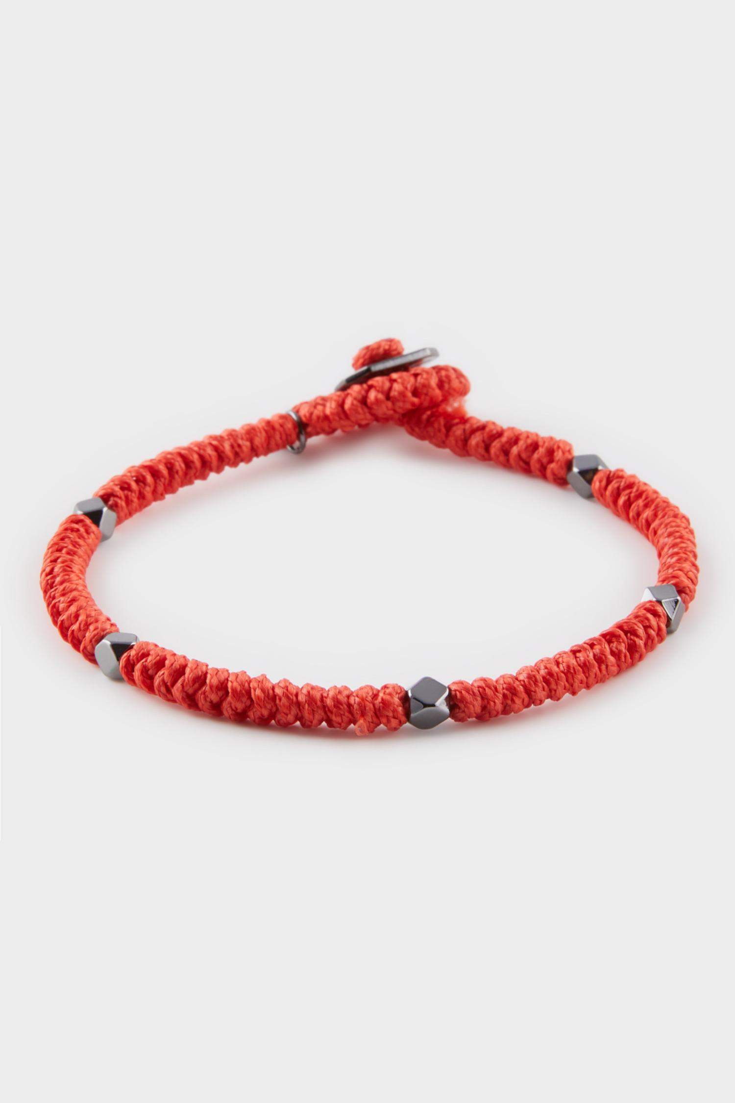 AtolyeWolf x DeFacto Erkek Örülmüş İp ve Çelik Parçalı Siyah Kırmızı Yılan Bileklik