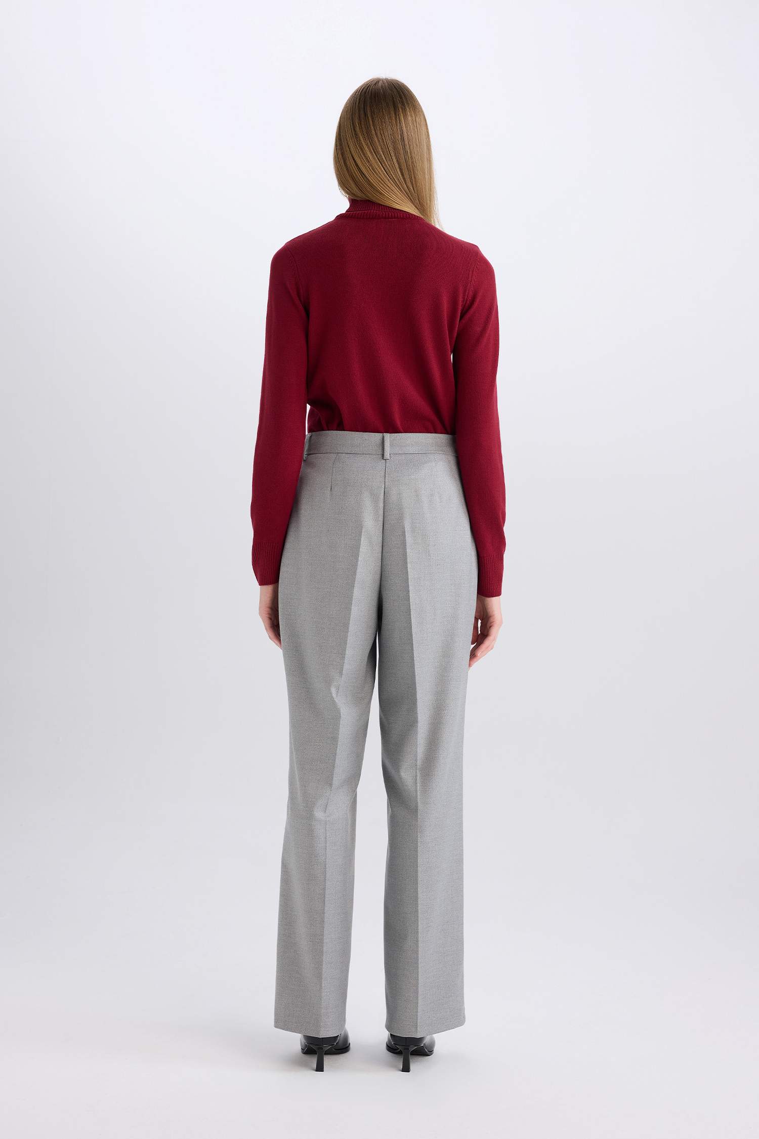 Wide Leg Flanel Kışlık Pantolon Yüksek Bel Geniş Düz Paça Pensli