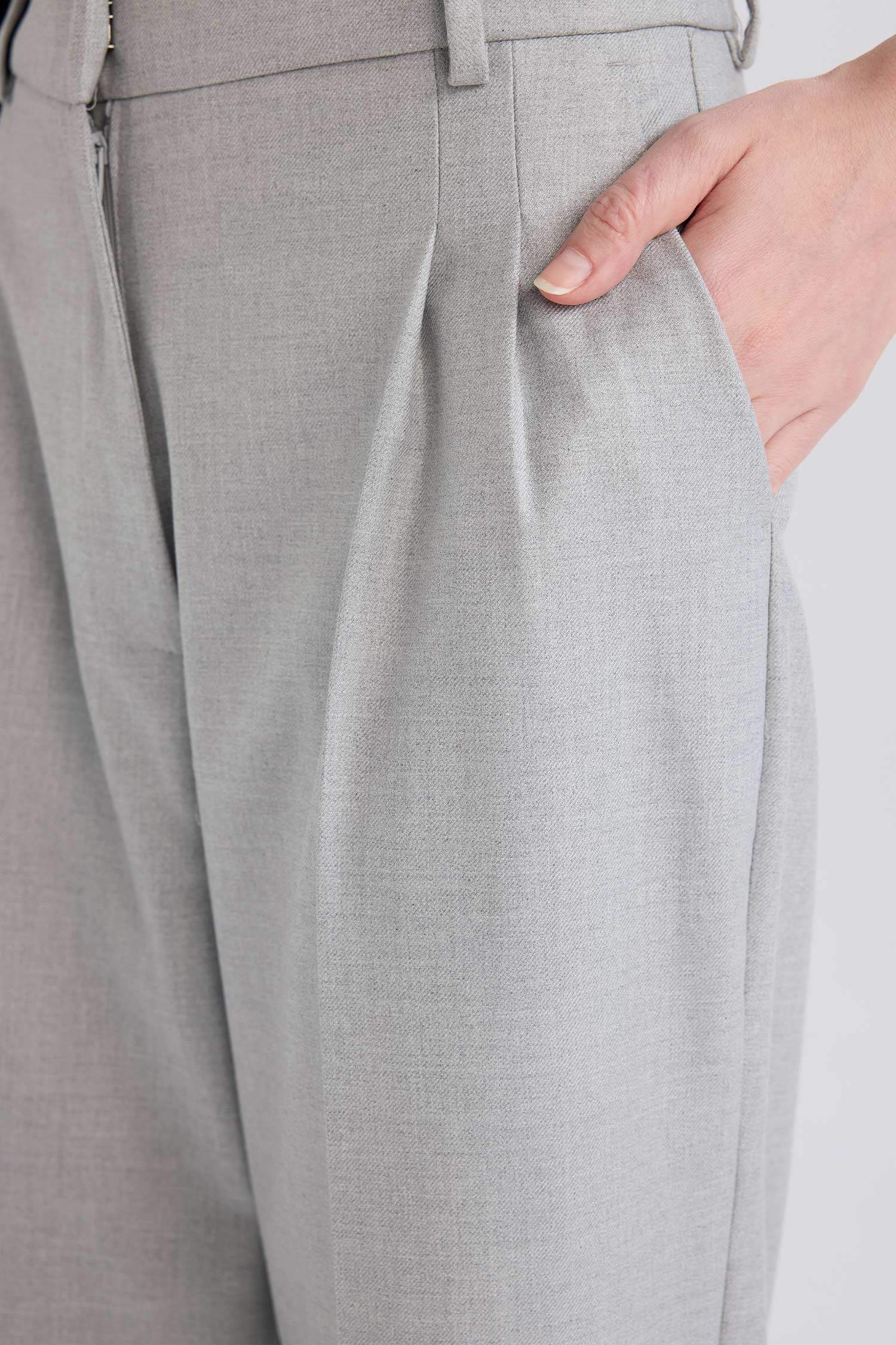 High Waist Straight Leg Darted Flannel Wide Leg Trousers