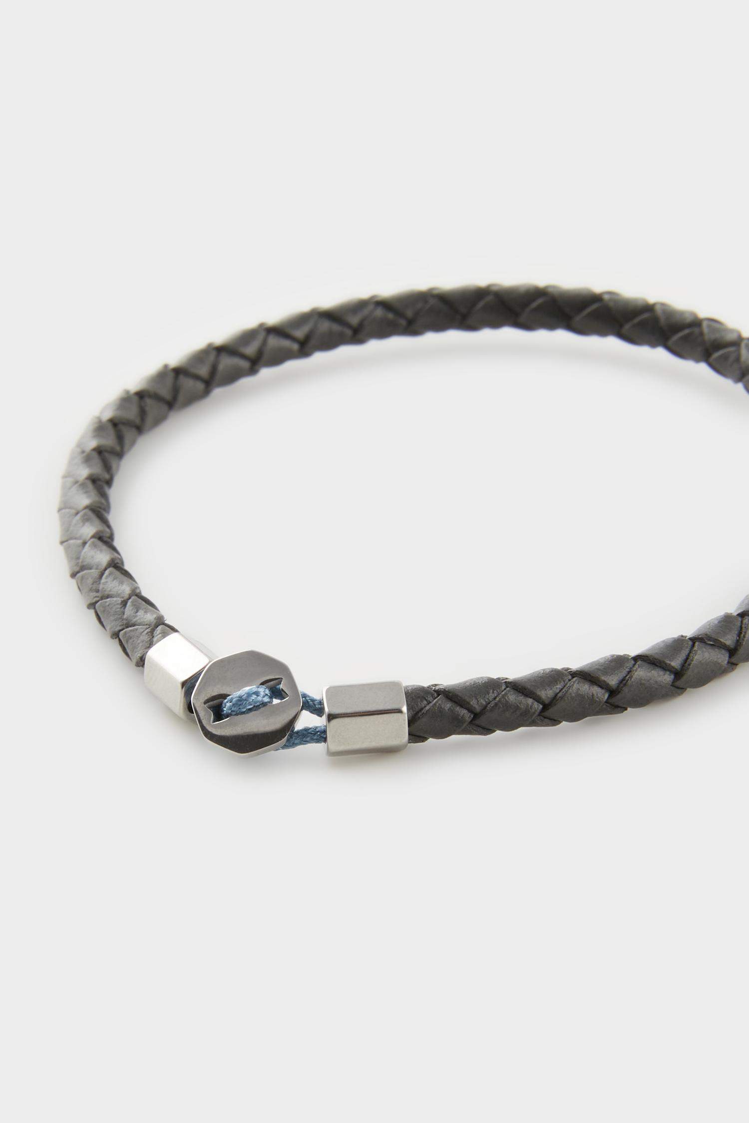 AtolyeWolf x DeFacto Erkek 2'li Siyah Forsa Gri Deri Çelik Parçalı ve Çelik Zincirli Bileklik