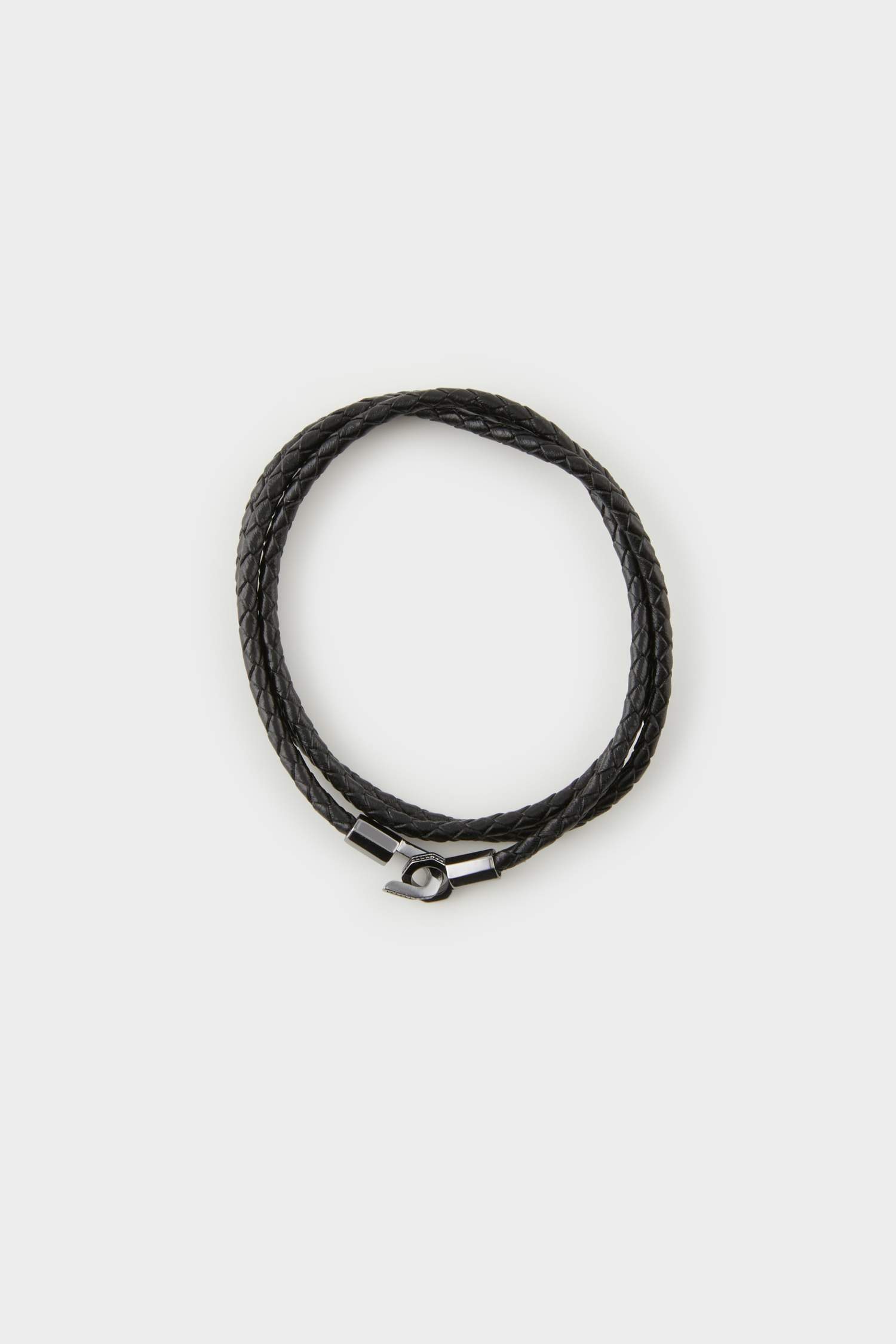 AtolyeWolf x DeFacto Erkek  Siyah Üç Katlı Deri Çelik Parçalı Bileklik