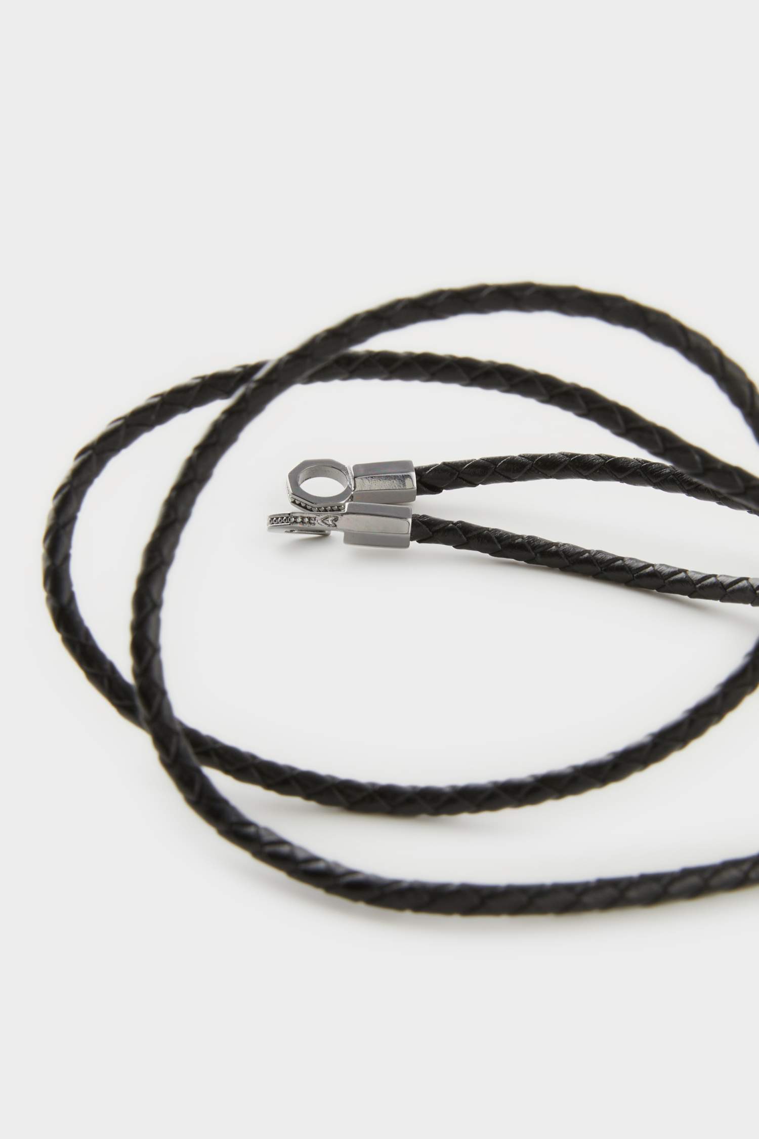 AtolyeWolf x DeFacto Erkek  Siyah Üç Katlı Deri Çelik Parçalı Bileklik