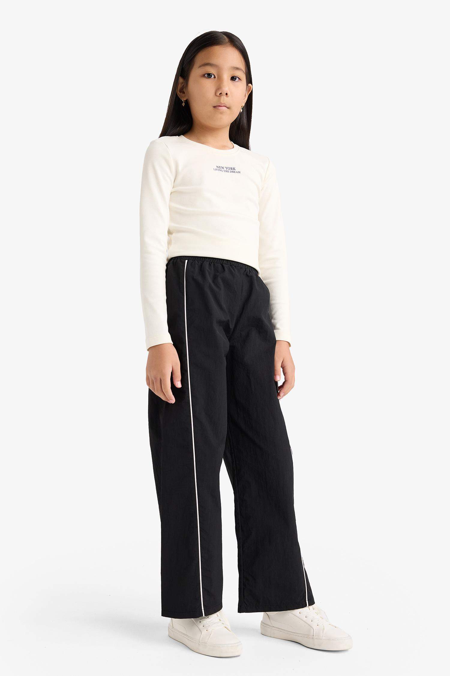 بنطرون بناتي باراشوت برجل واسع وايد ليج