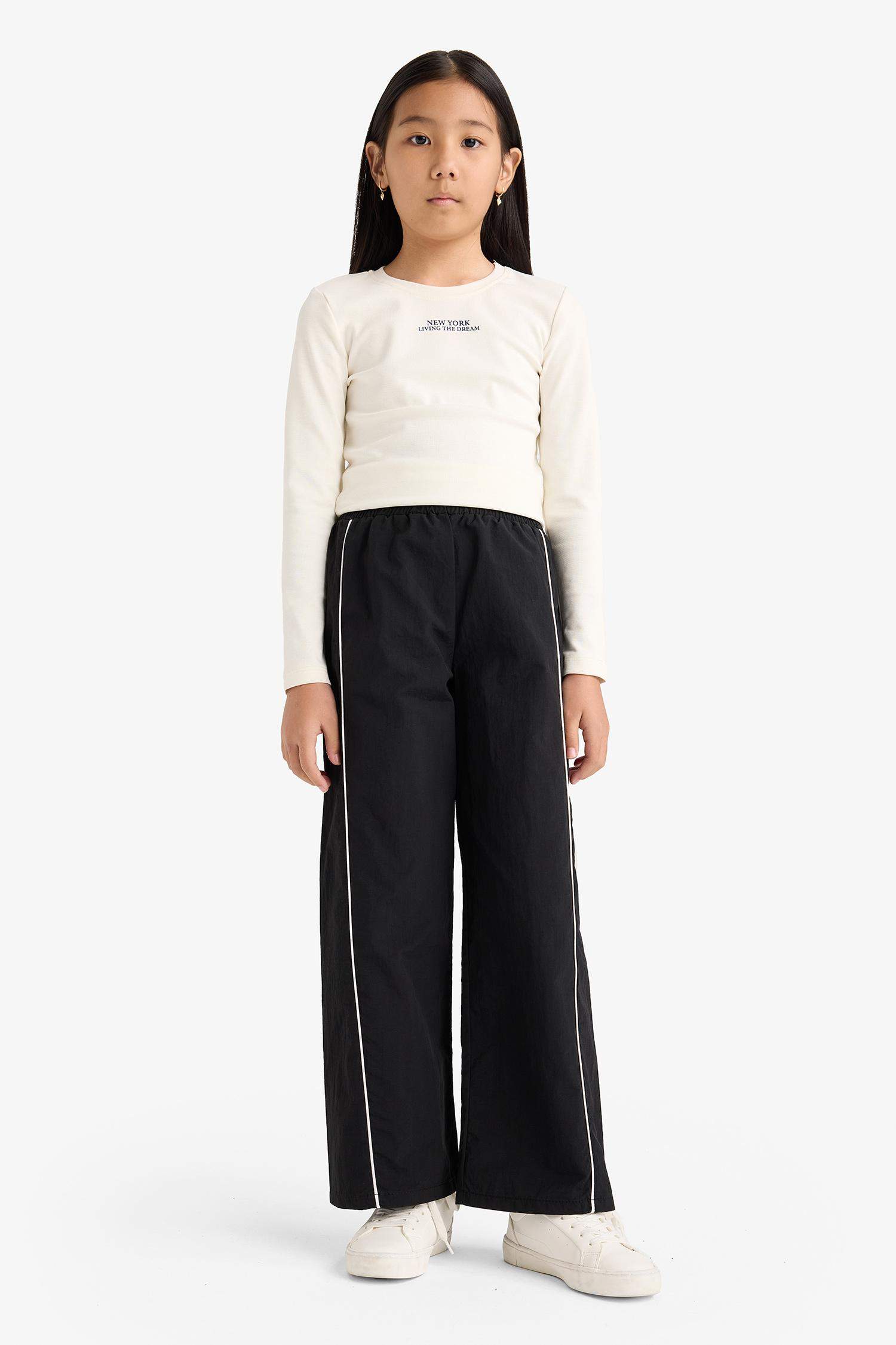 بنطرون بناتي باراشوت برجل واسع وايد ليج