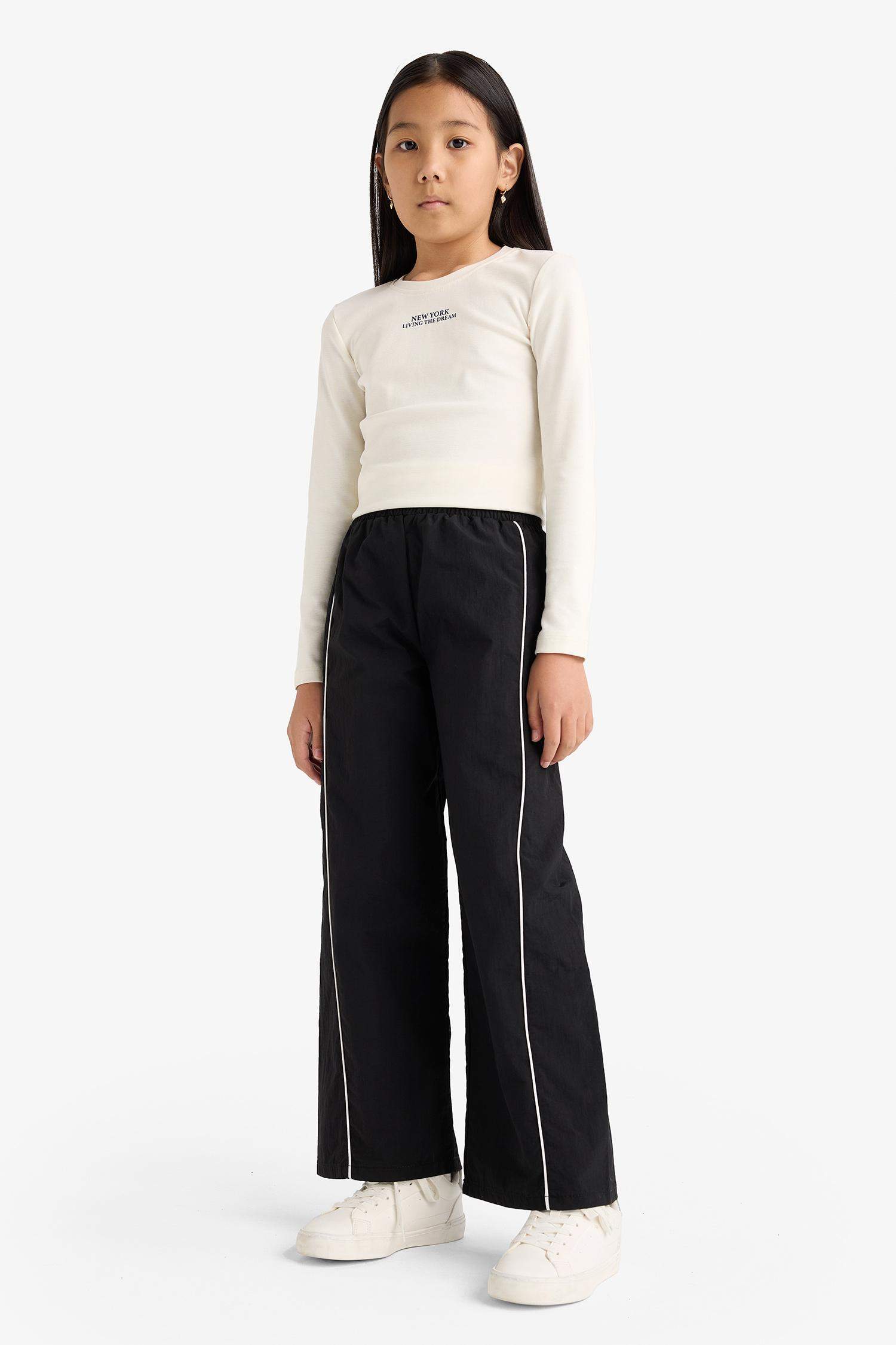 بنطرون بناتي باراشوت برجل واسع وايد ليج