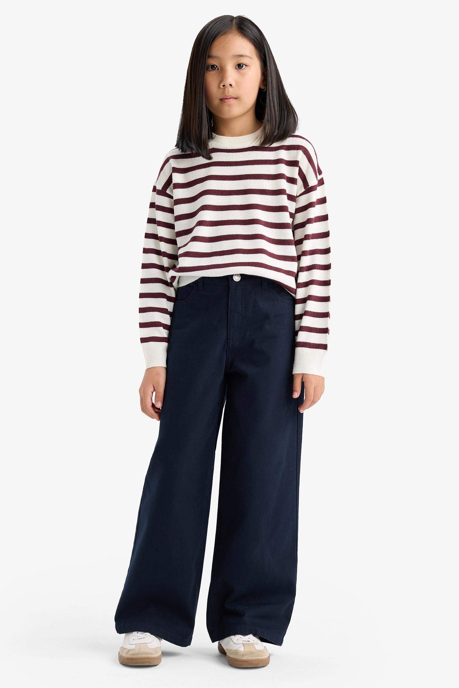 Girl Wide Leg Cotton Trousers