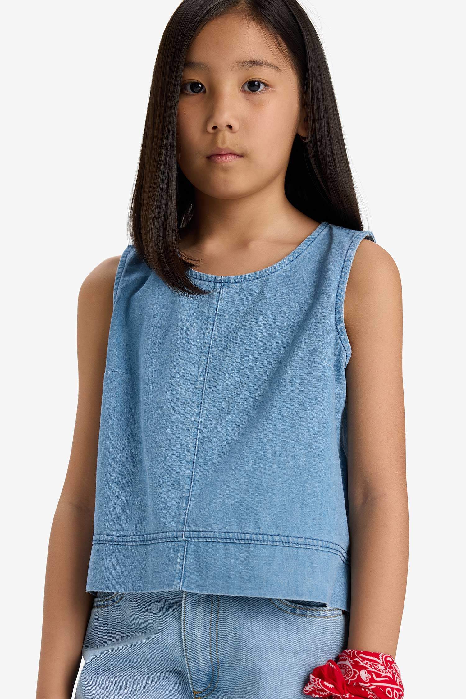 Девочка Безрукавка Джинсовая Блузка