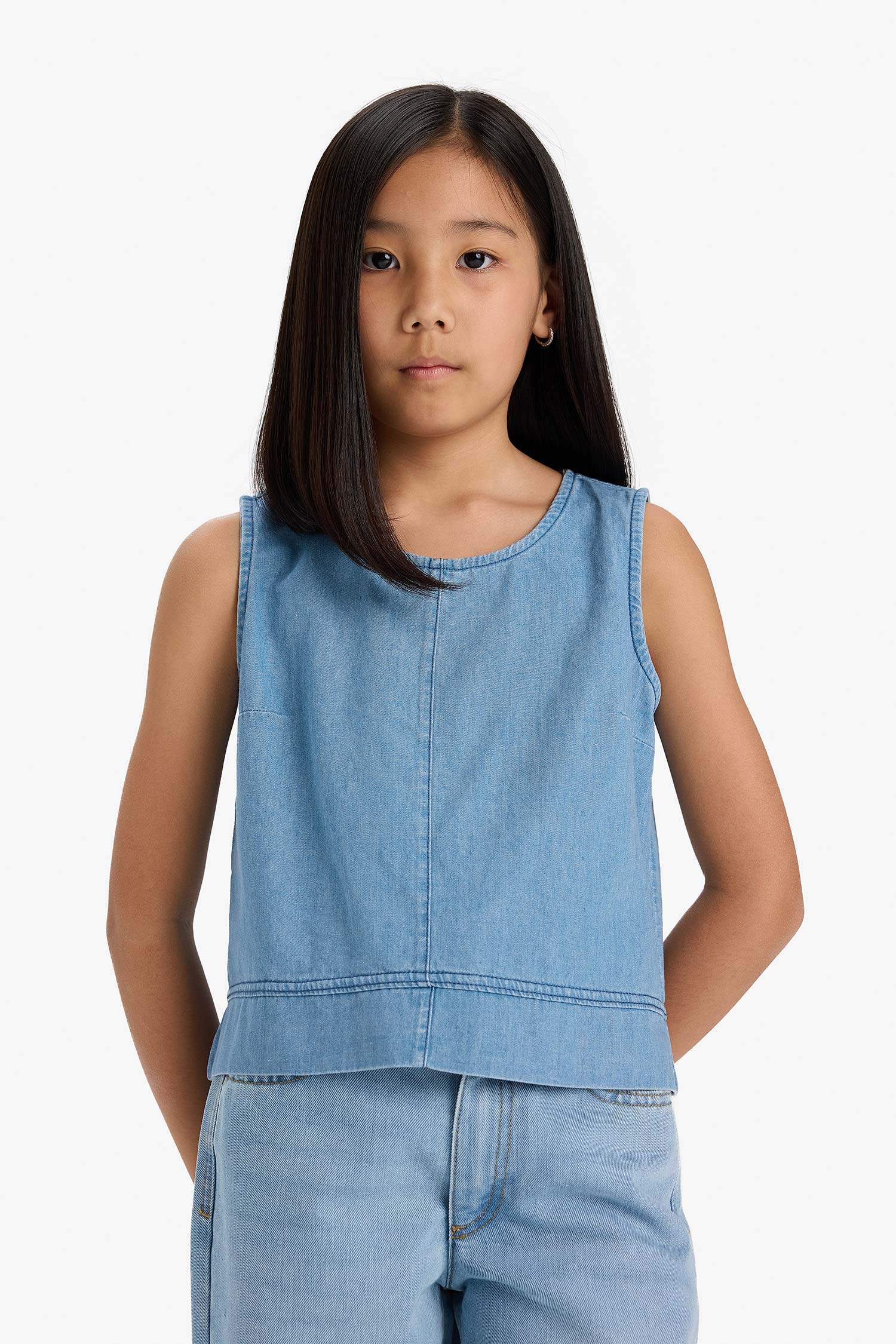Девочка Безрукавка Джинсовая Блузка