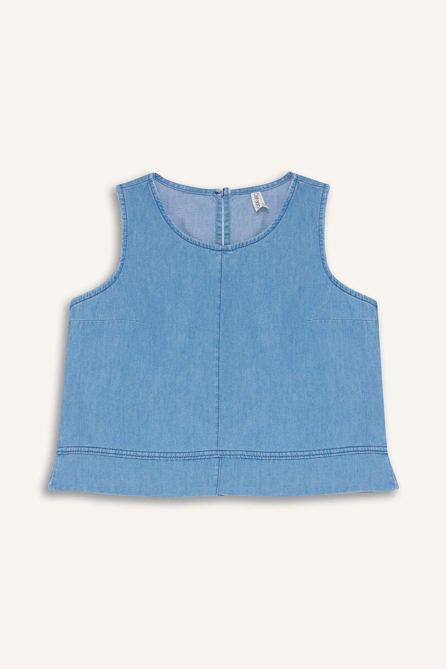 Blouse en jean sans manches pour fille