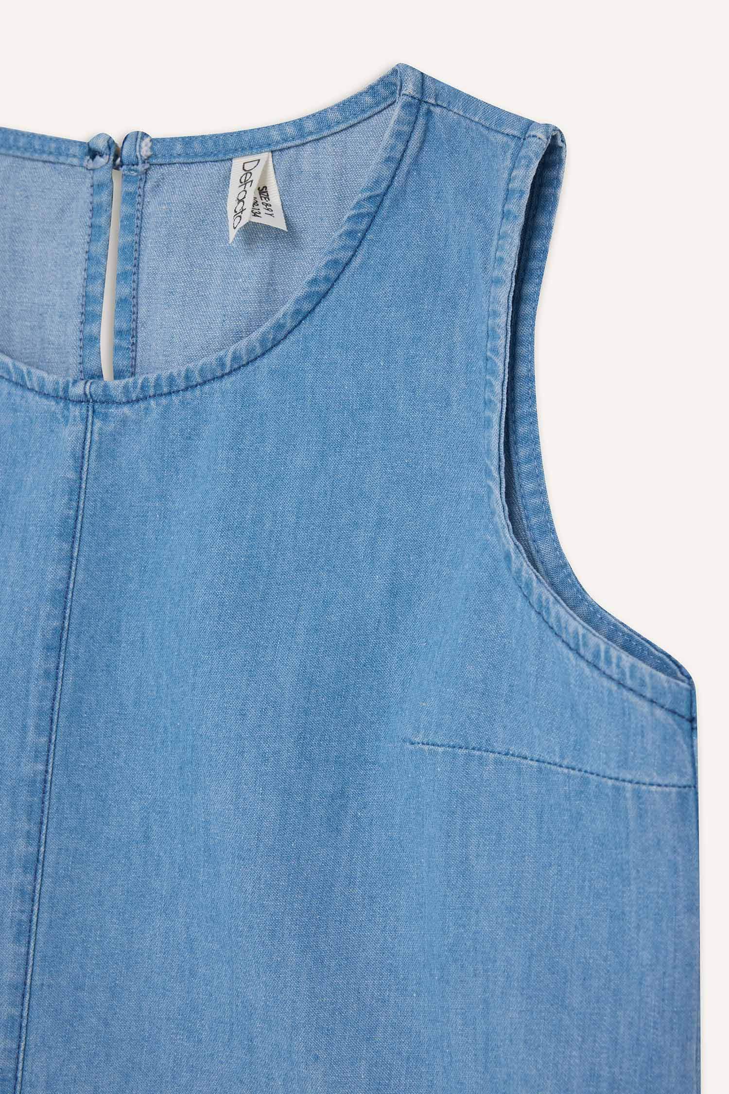 Blouse en jean sans manches pour fille