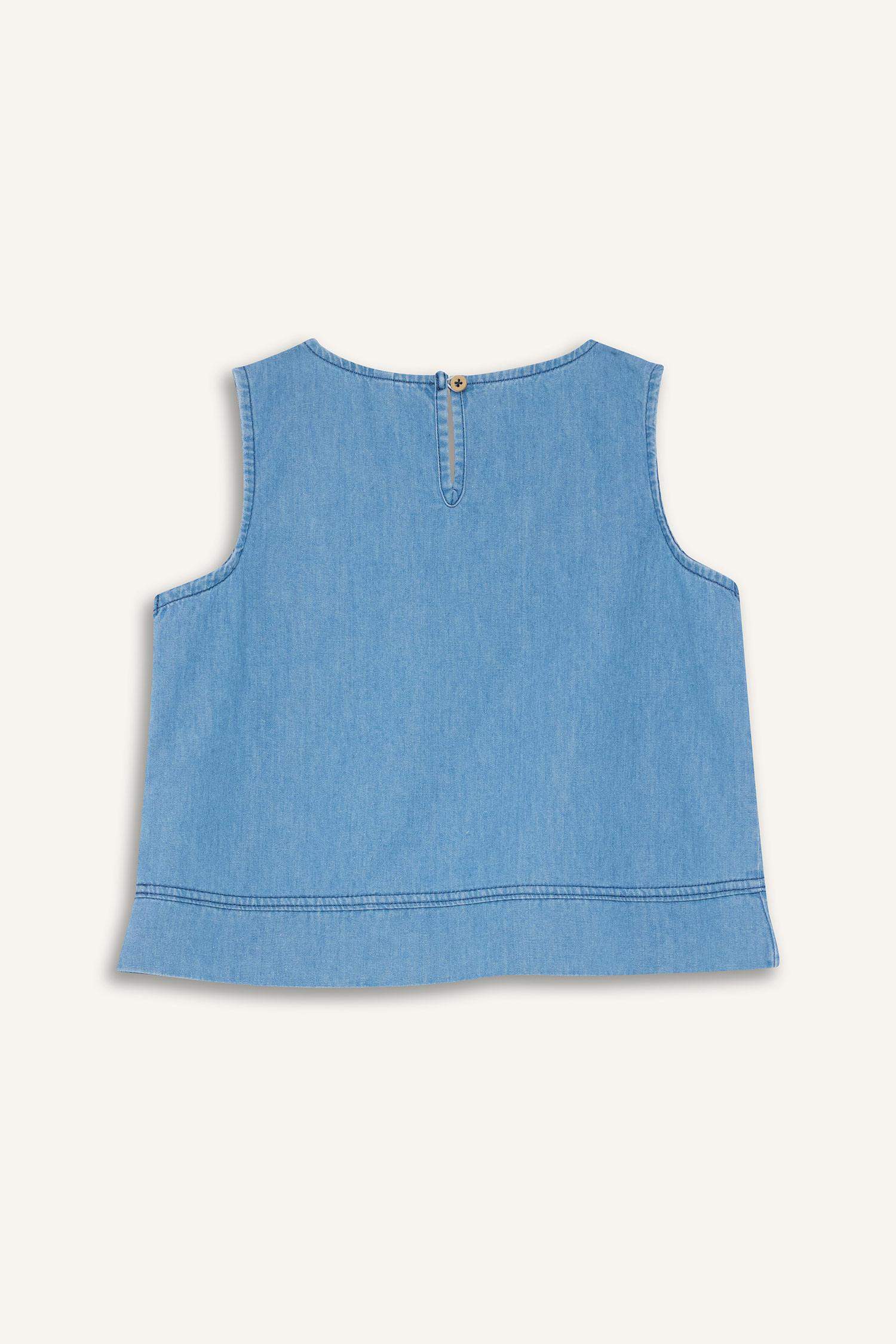 Blouse en jean sans manches pour fille