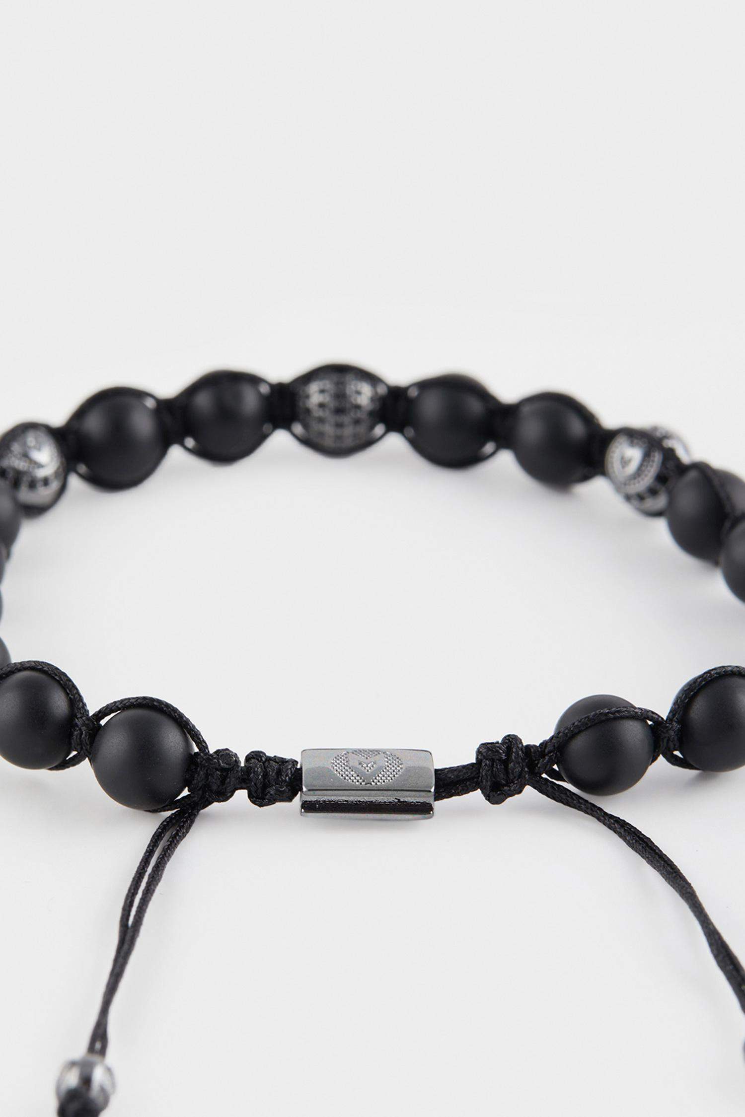 AtolyeWolf x DeFacto Erkek Siyah Oniks Taşı Çelik Parçalı Bileklik