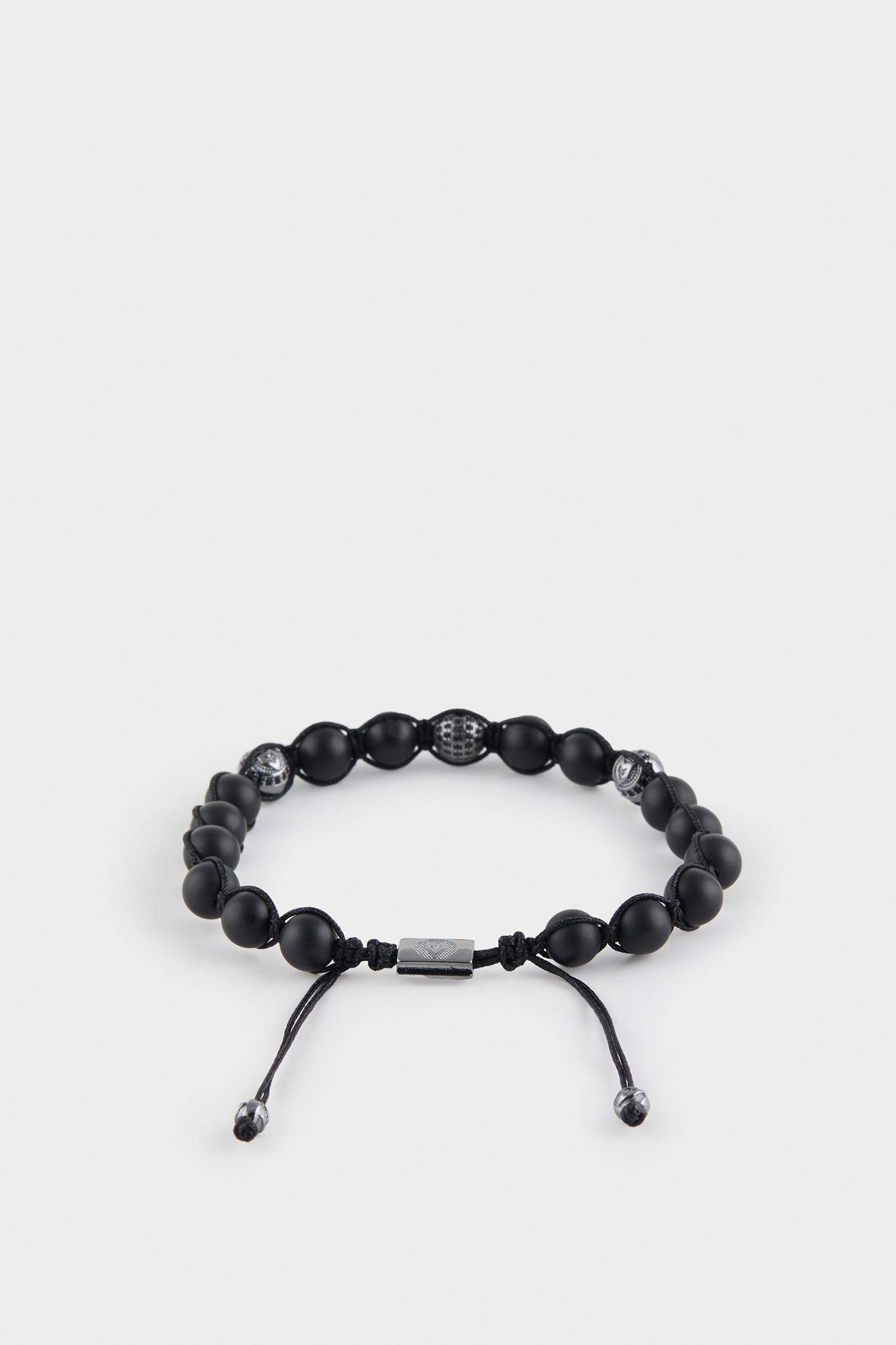 AtolyeWolf x DeFacto Erkek Siyah Oniks Taşı Çelik Parçalı Bileklik