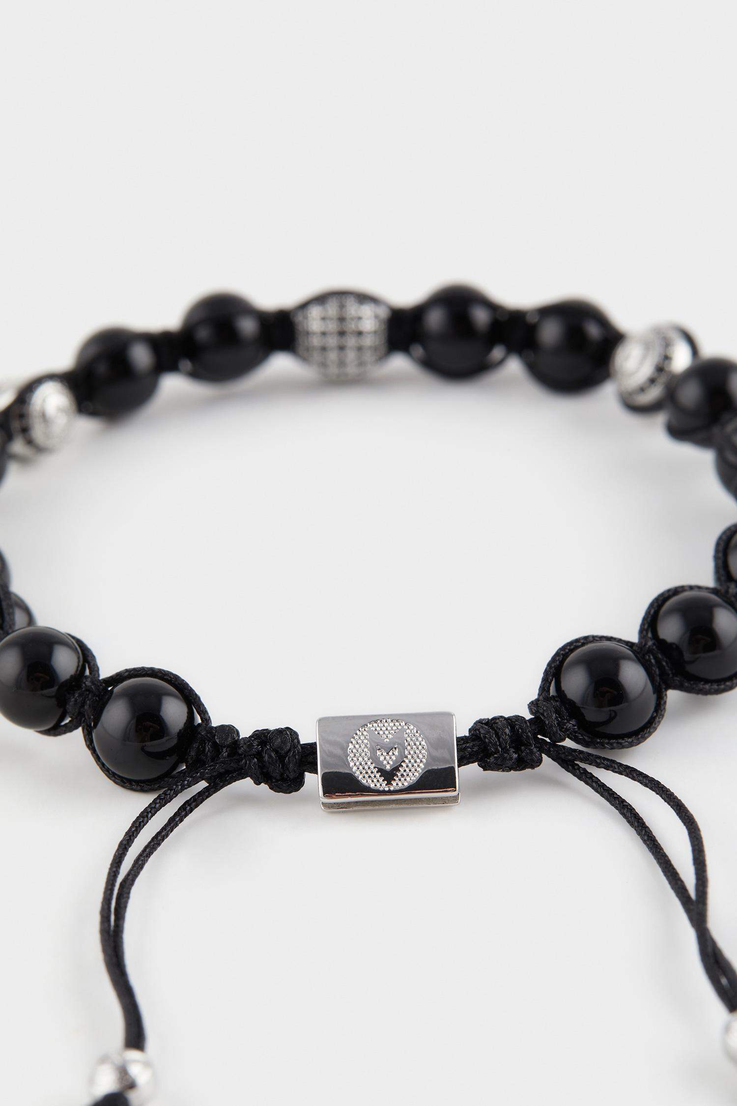 AtolyeWolf x DeFacto Erkek Gümüş Oniks Taşı Çelik Parçalı Bileklik