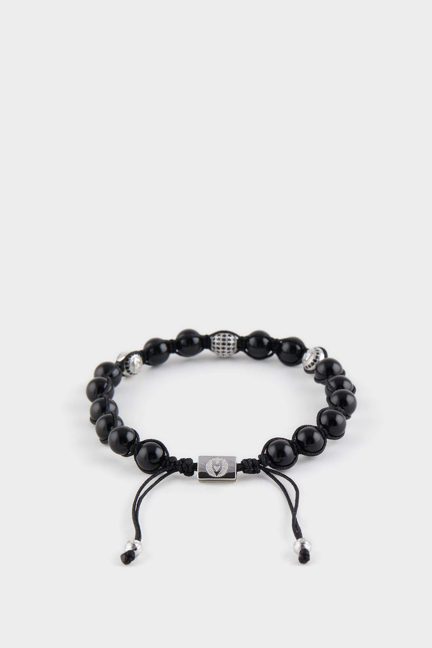 AtolyeWolf x DeFacto Erkek Gümüş Oniks Taşı Çelik Parçalı Bileklik