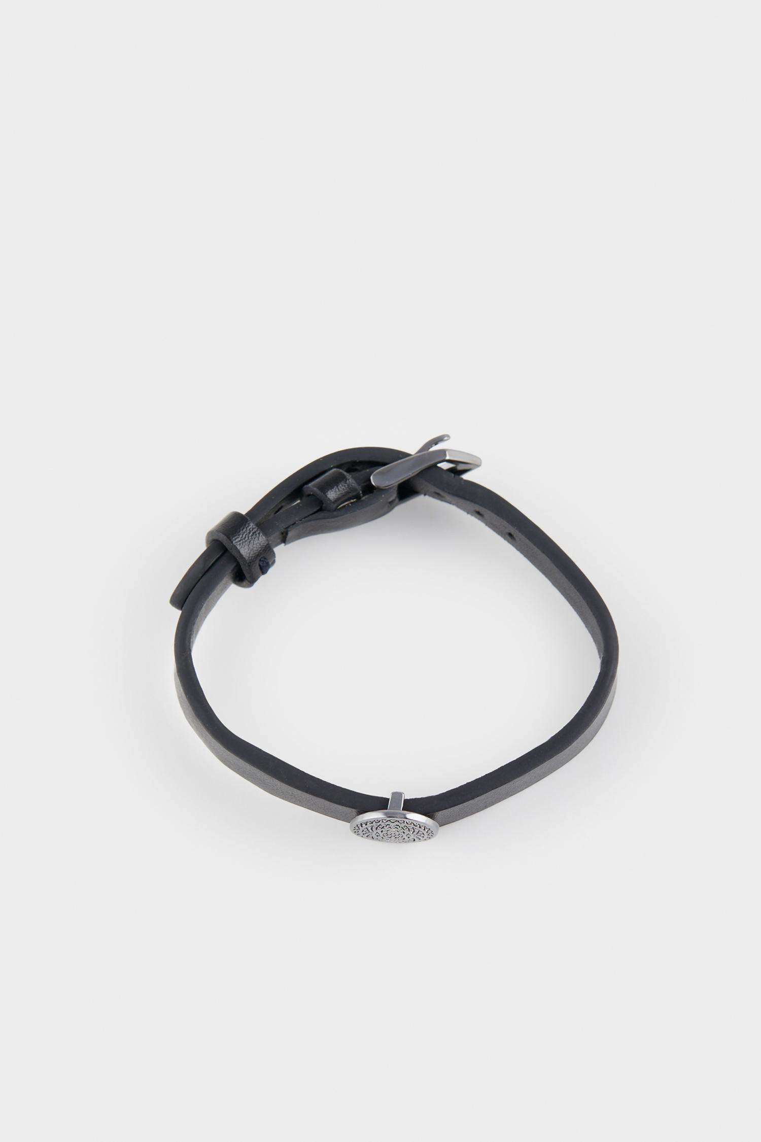 AtolyeWolf x DeFacto Erkek Siyah Deri Çelik Parçalı Bileklik