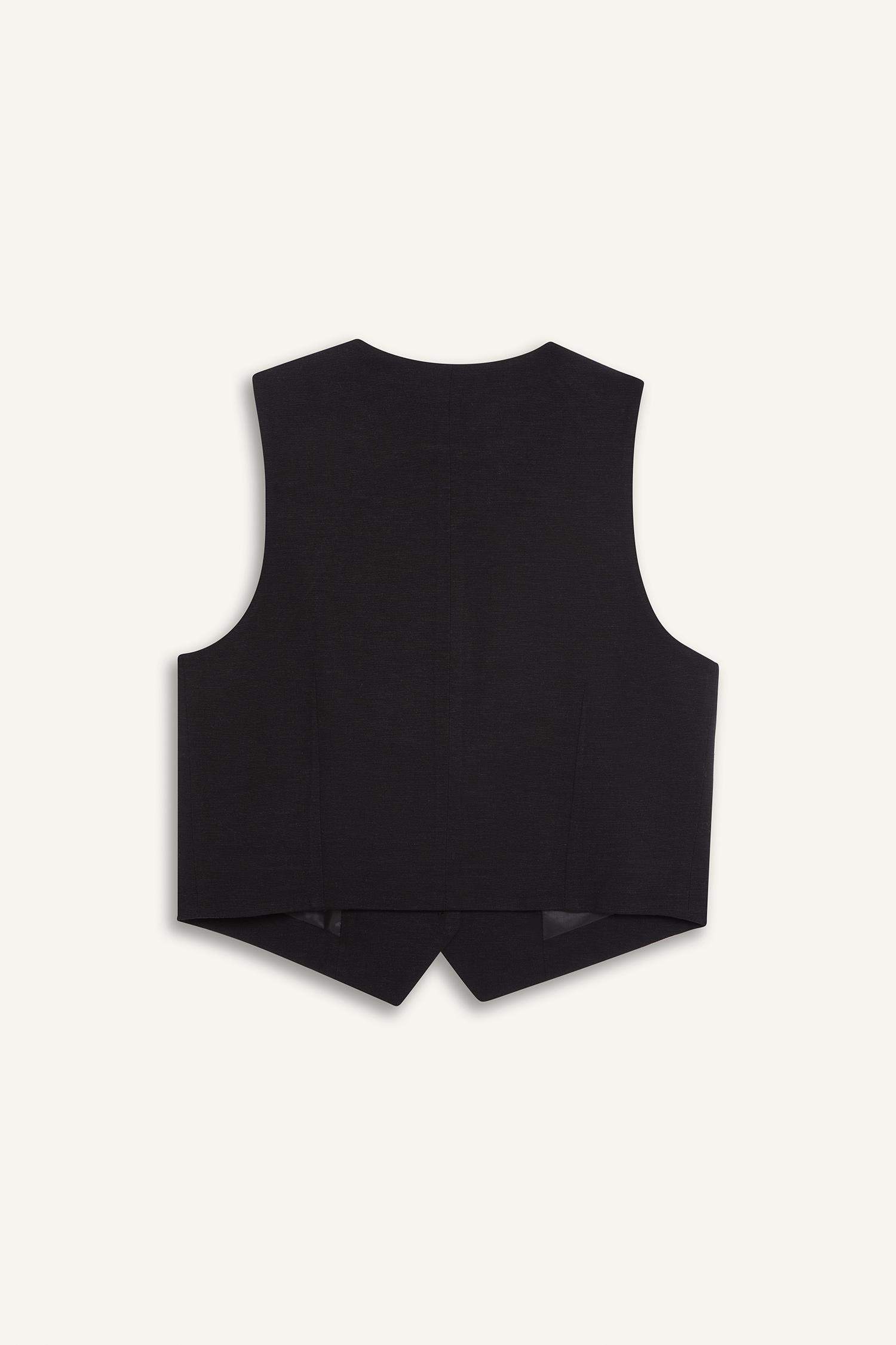 V Yaka Keten Karışımlı Blazer Yelek