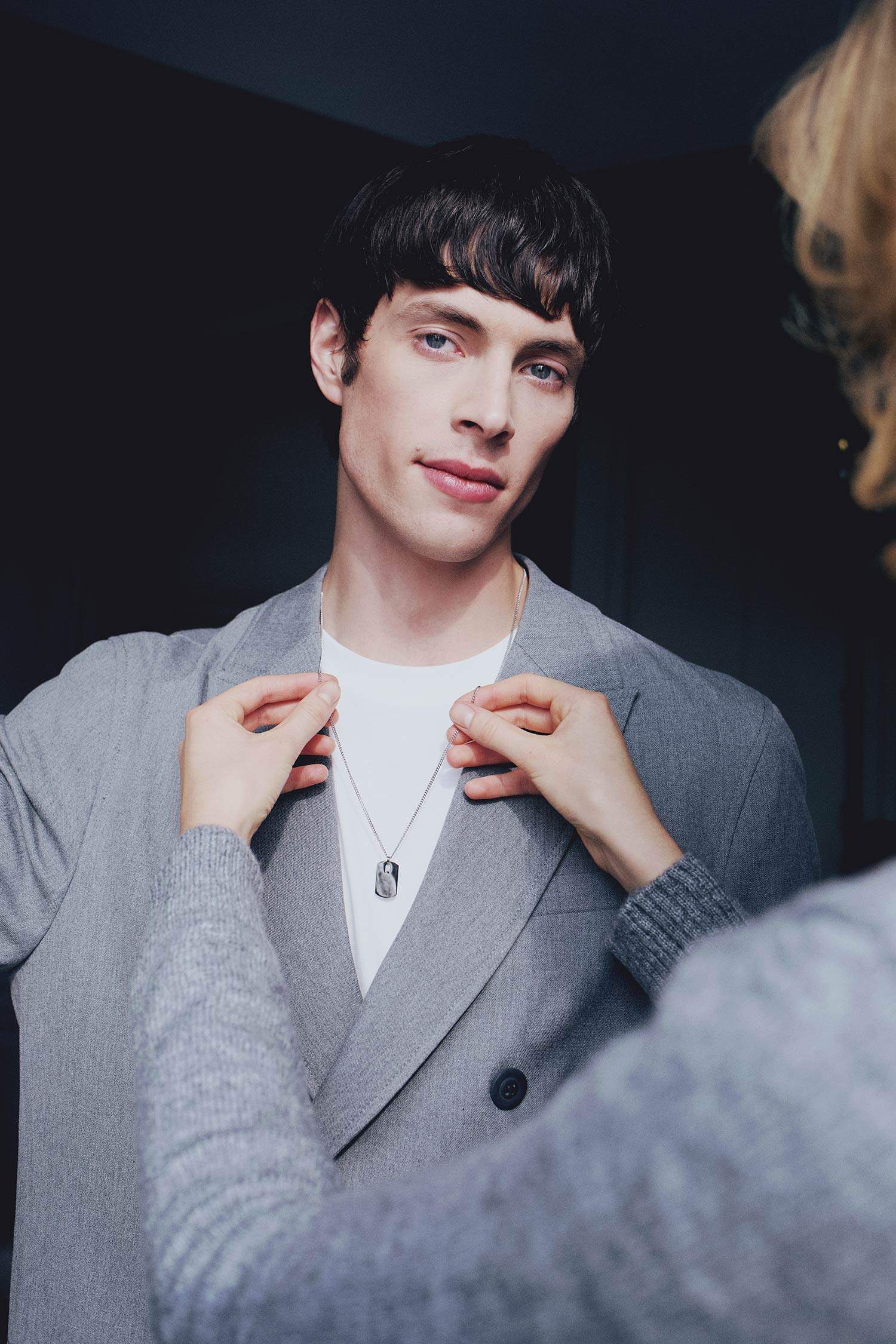 AtolyeWolf x DeFacto Unisex 2'li Gümüş Çelik Plaka ve Çelik Zincirli Kolye