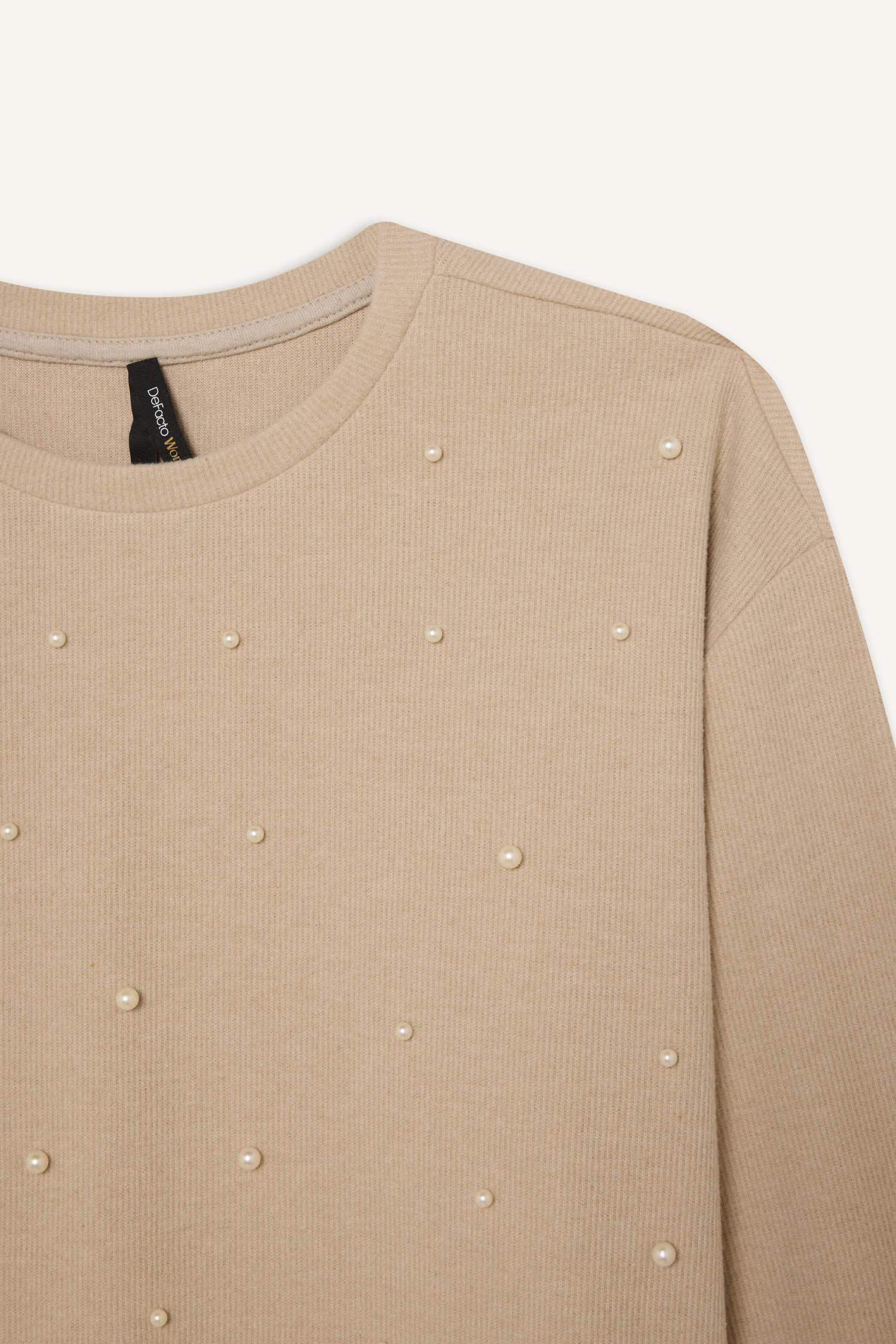 Regular Fit Bisiklet Yaka Selanik Kumaş Uzun Kollu Tişört