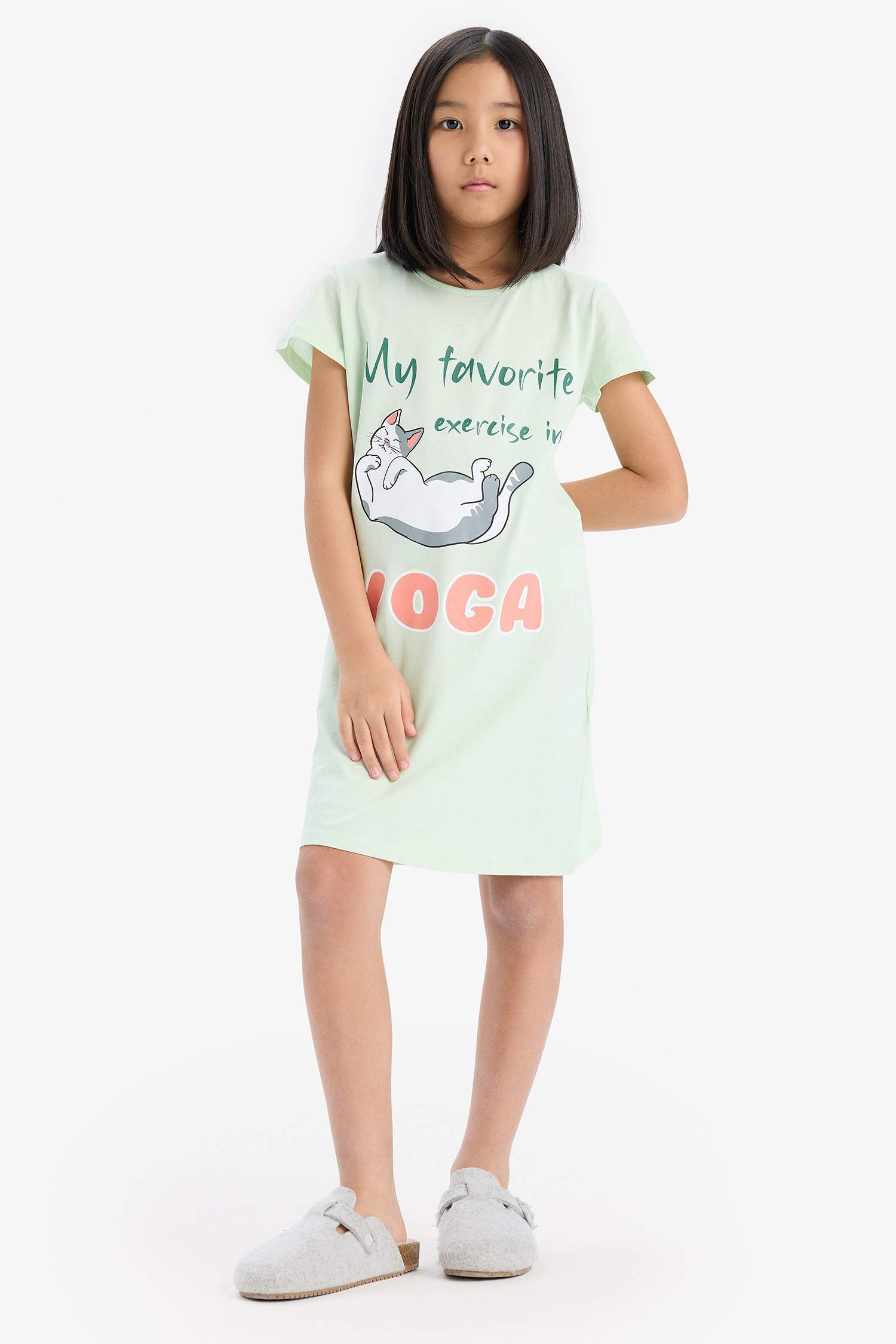 Платье для девочек с принтом, с коротким рукавом