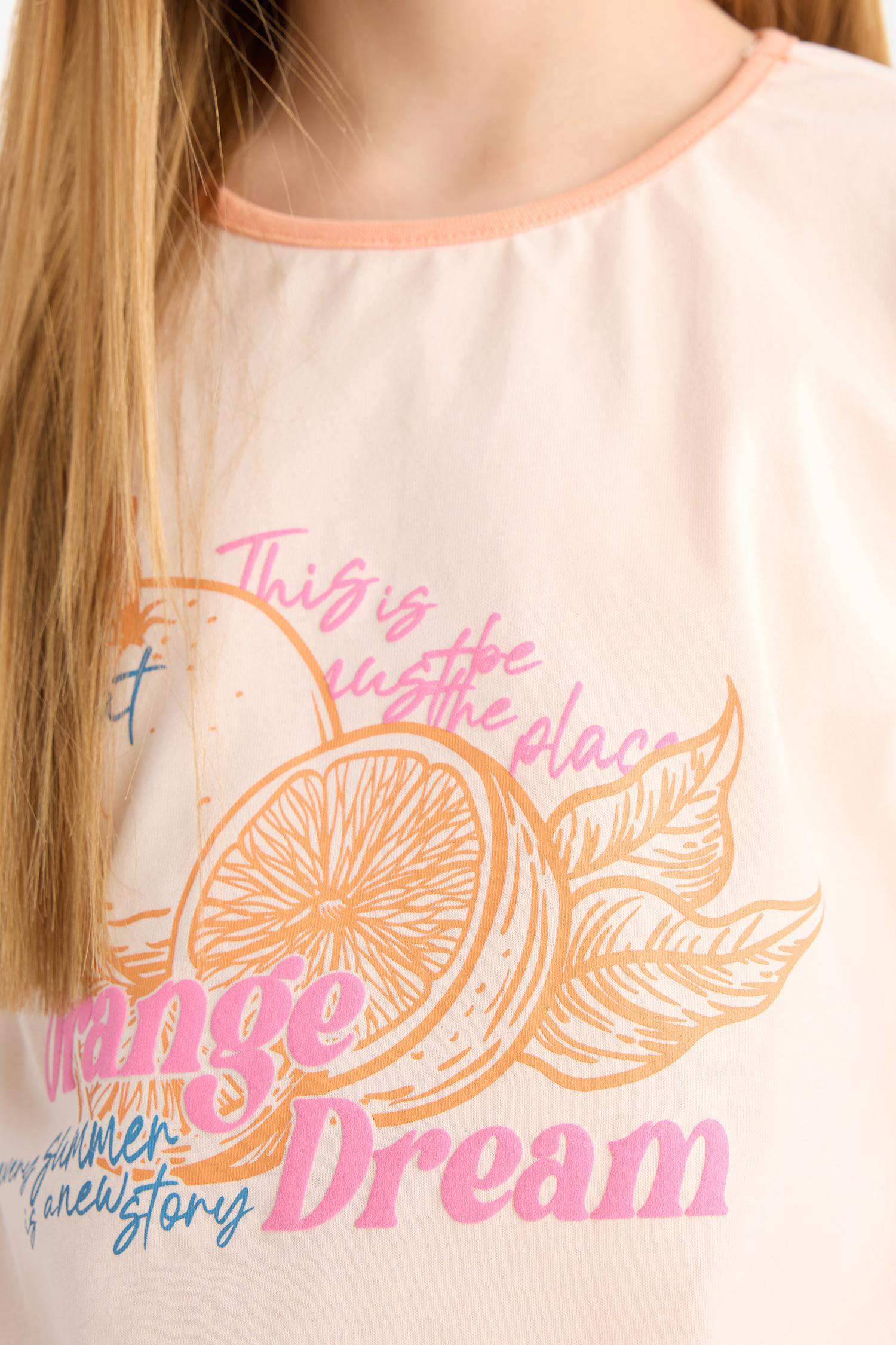 طقم بيجاما تيشيرت و شورت قصة عادية - قطعتين