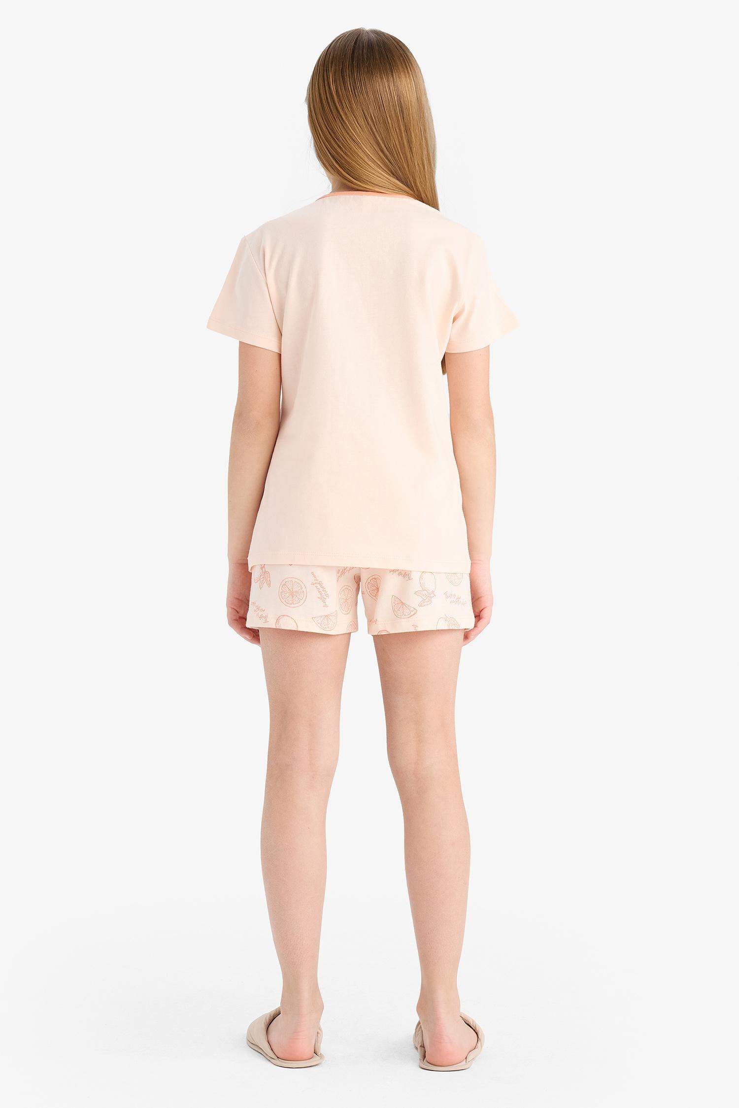 طقم بيجاما تيشيرت و شورت قصة عادية - قطعتين