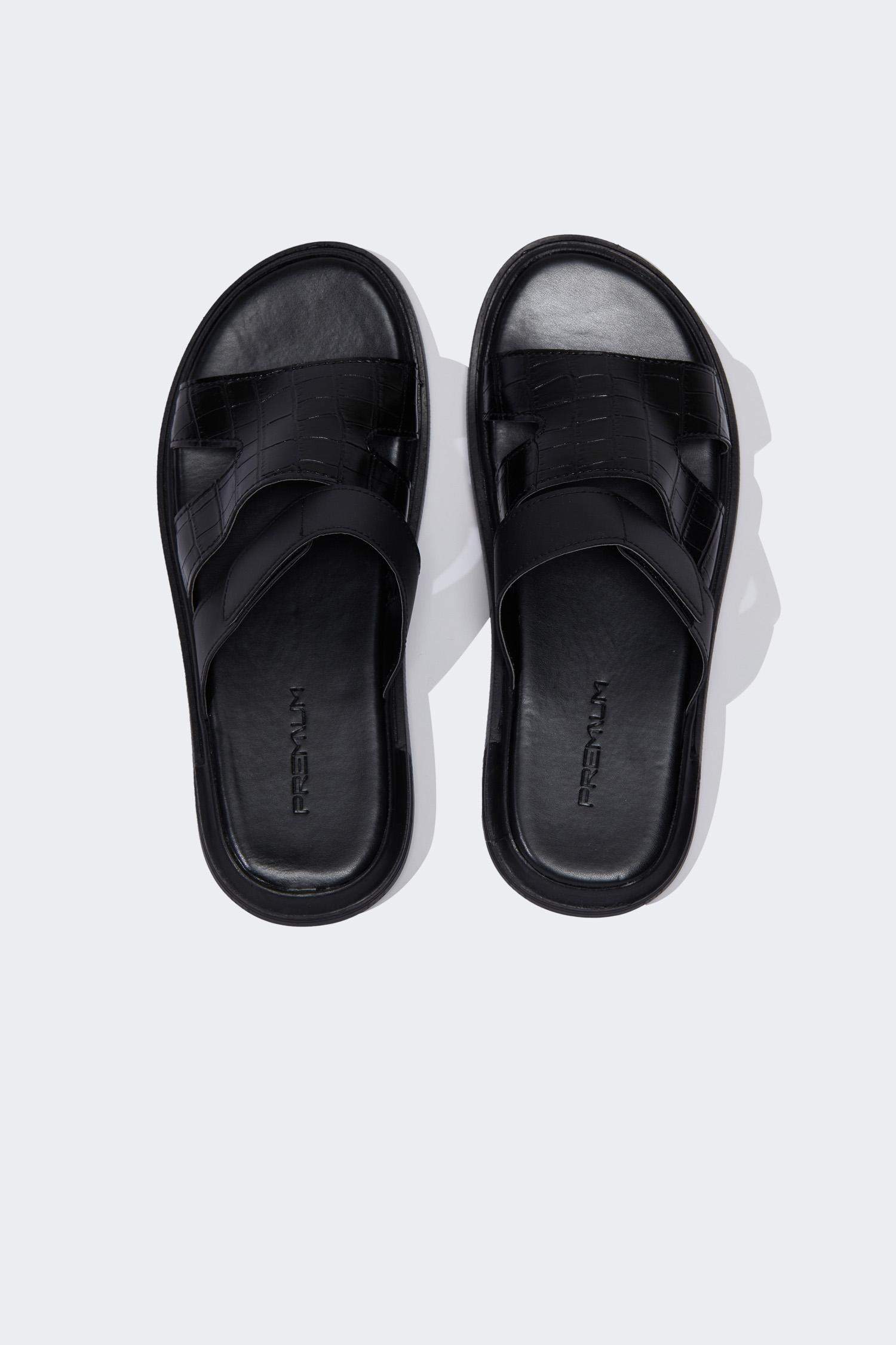 Erkek Düz Taban Suni Deri Terlik