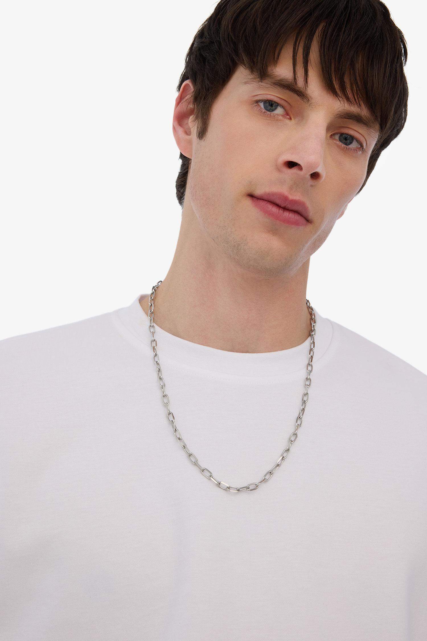 AtolyeWolf x DeFacto Unısex Gümüş Forsa Çelik Zincir Kolye