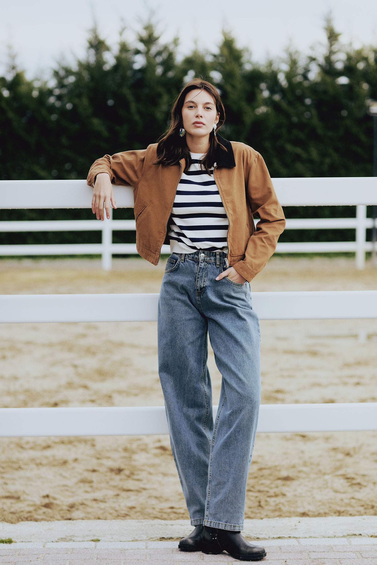 Regular Fit Kontrast Yakalı Fermuarlı Cepli Pamuklu Ceket Mont