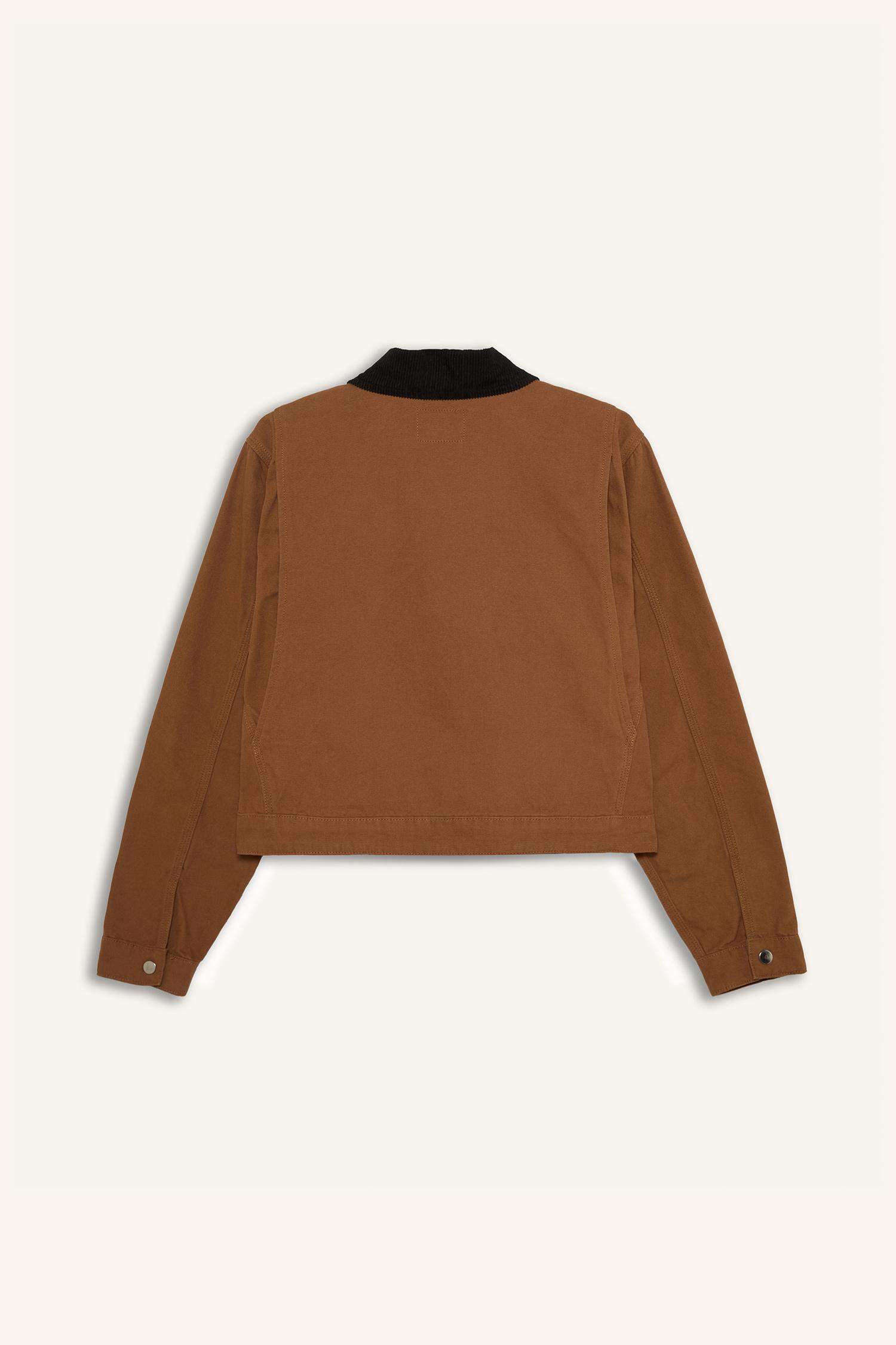 Regular Fit Kontrast Yakalı Fermuarlı Cepli Pamuklu Ceket Mont