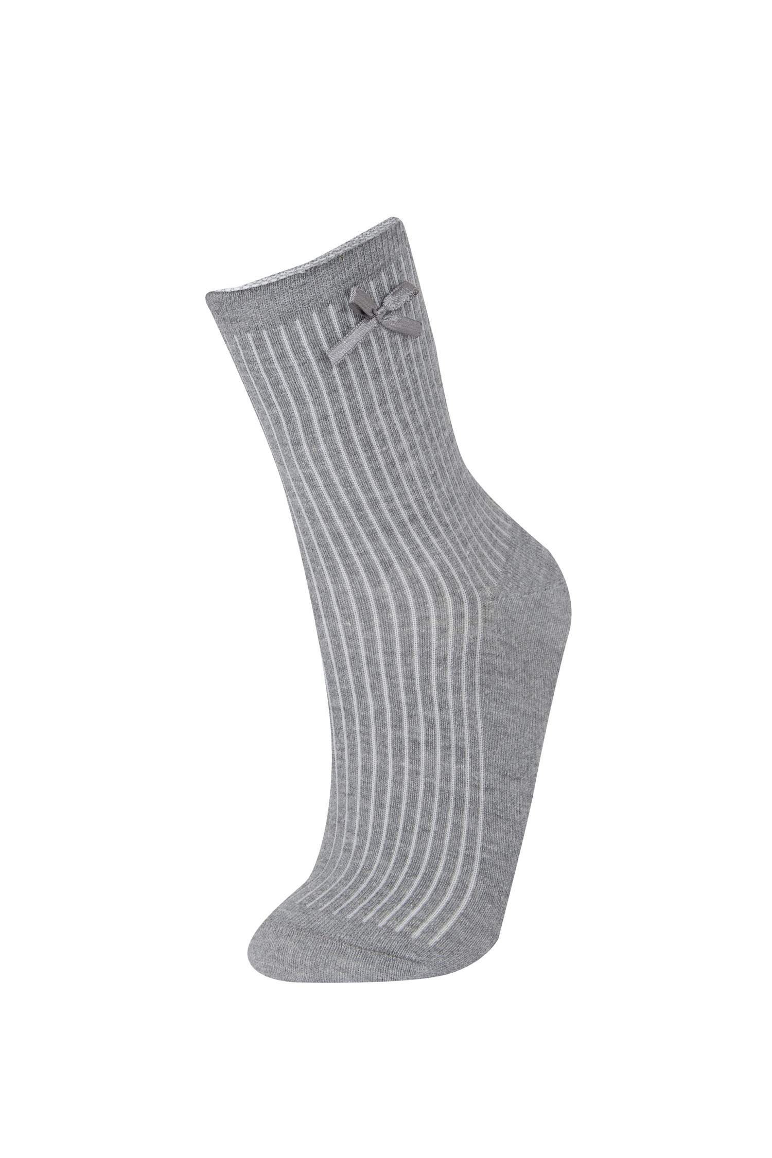 Girl Ribbon 3 Piece Cotton Long Socks