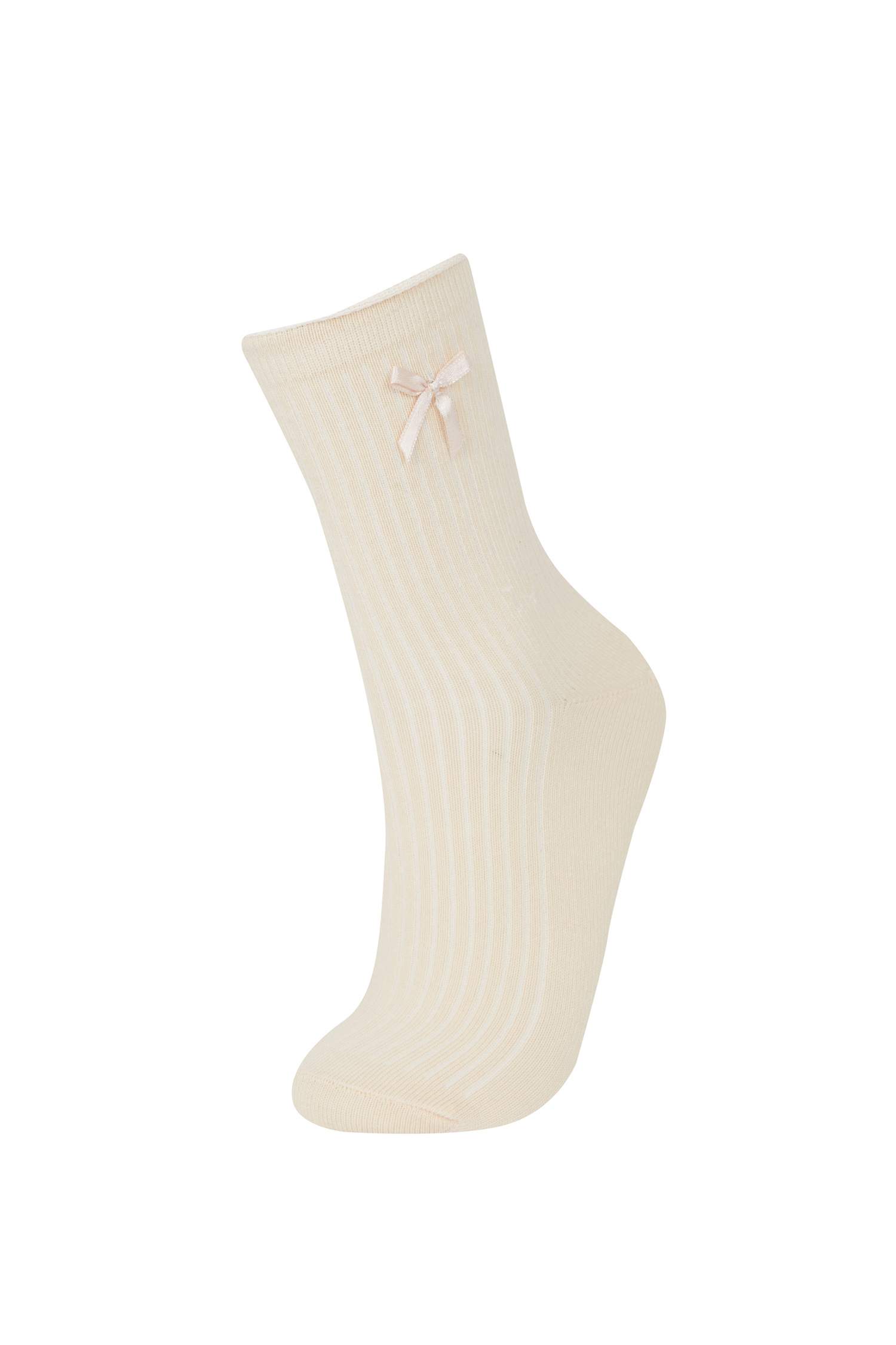 Girl Ribbon 3 Piece Cotton Long Socks