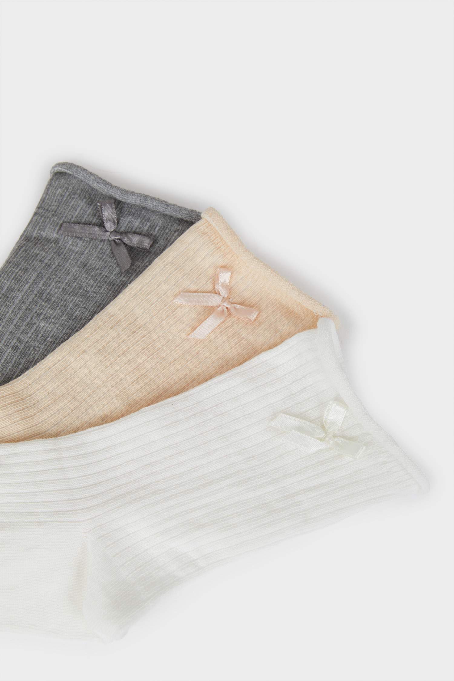 Girl Ribbon 3 Piece Cotton Long Socks