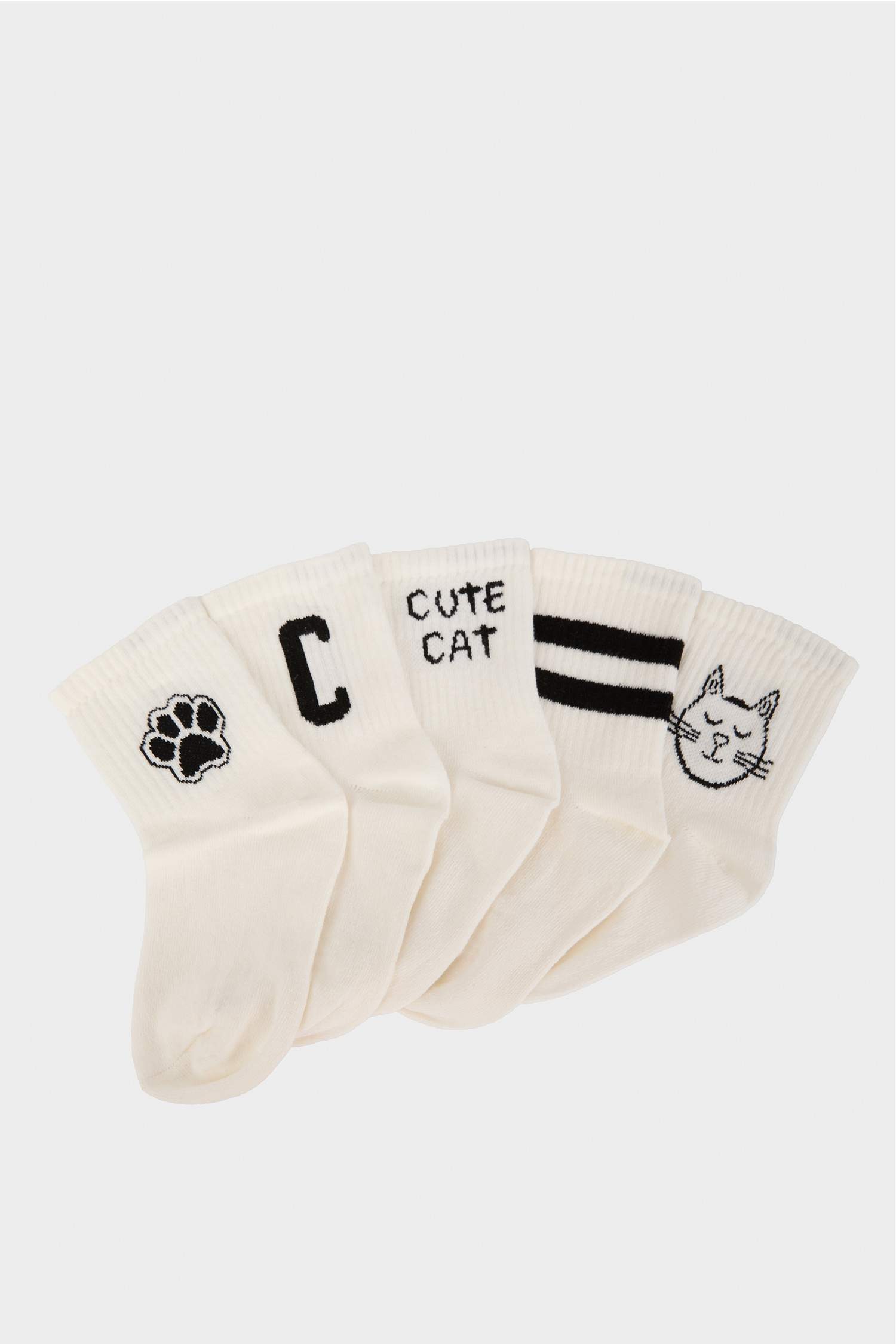 Kız Çocuk Rahat Lastikli 5'li Pamuklu Uzun Çorap