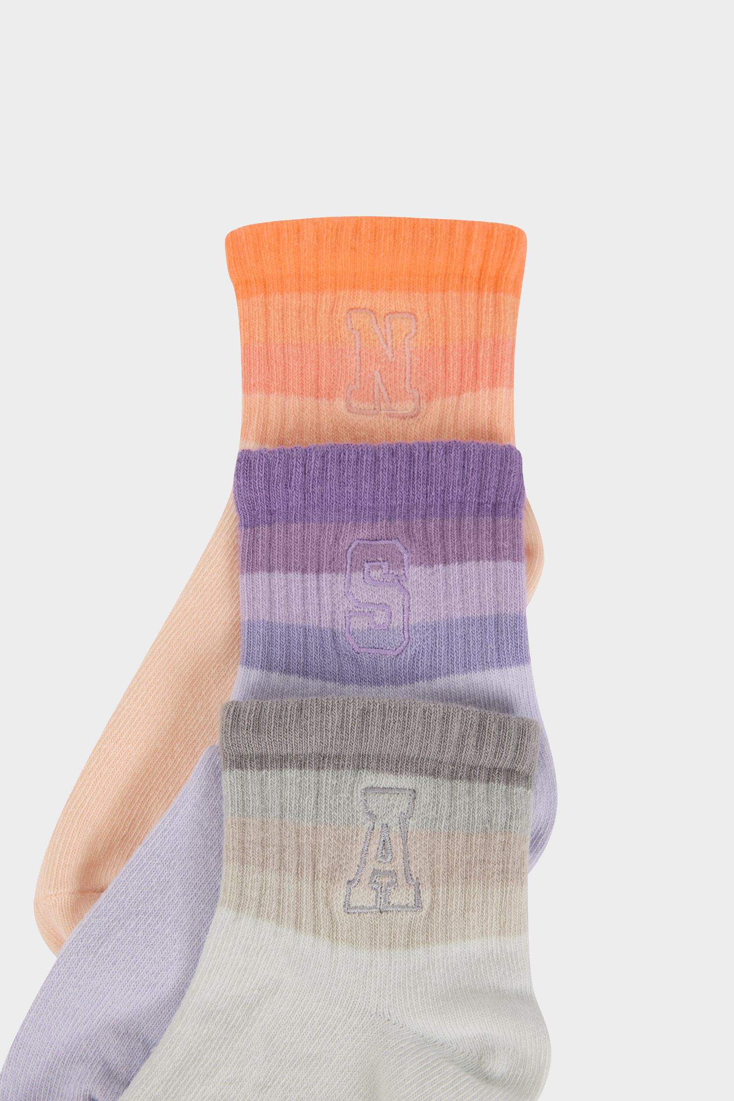 شرابات طويلة بناتي قطن ملون - 3 قطع