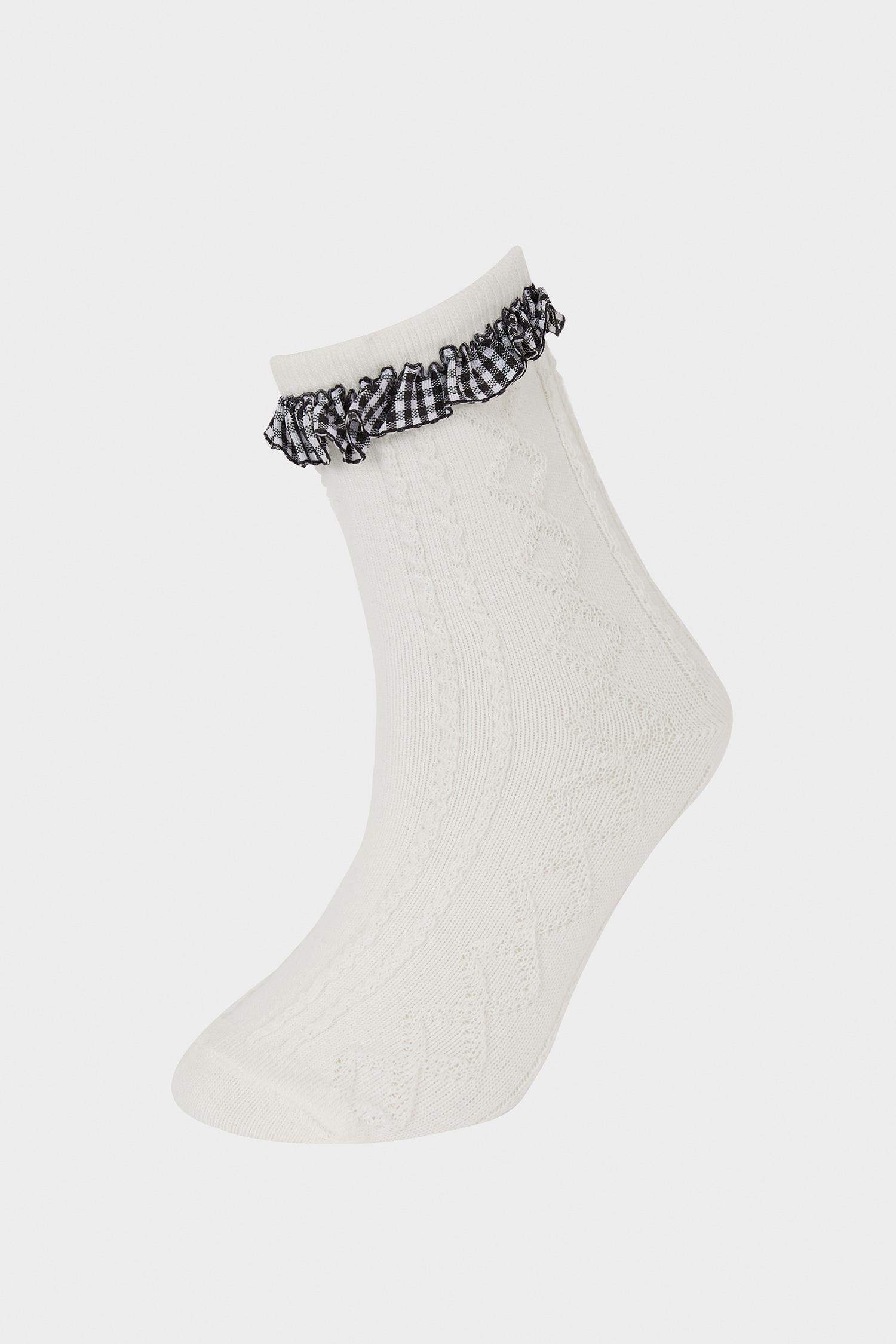 Kız Çocuk 3'lü Pamuklu Uzun Okul Çorabı