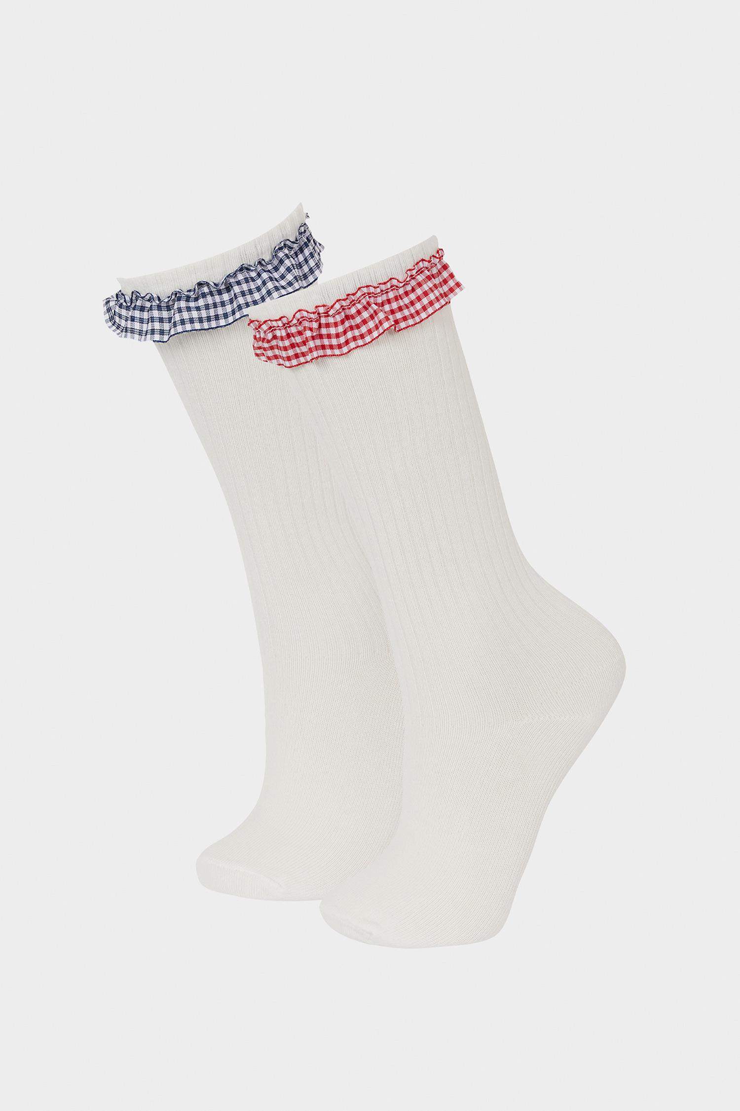 Kız Çocuk 2'li Pamuklu Diz Altı Çorap