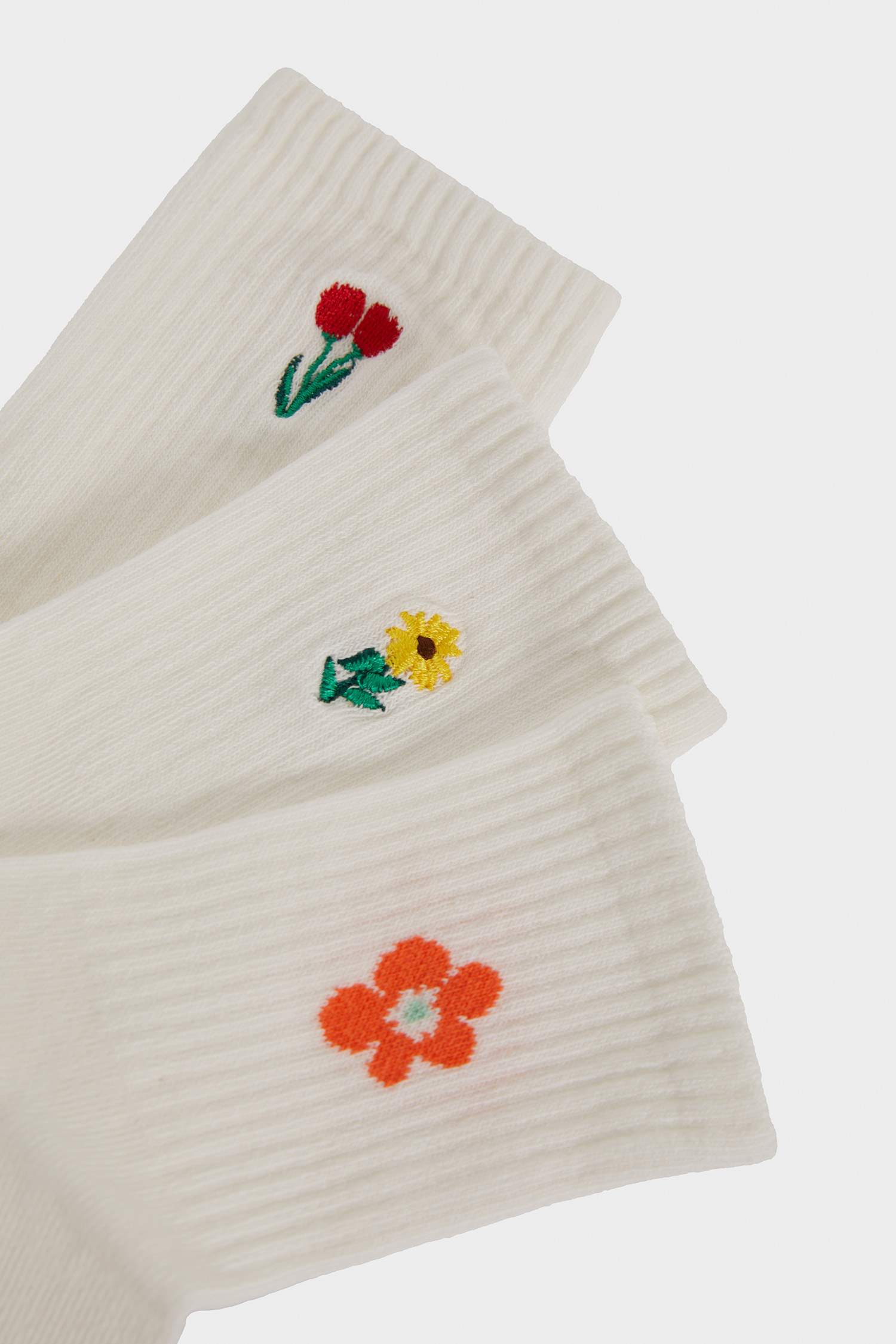 جوارب بناتي طوية قطن - 3 قطع