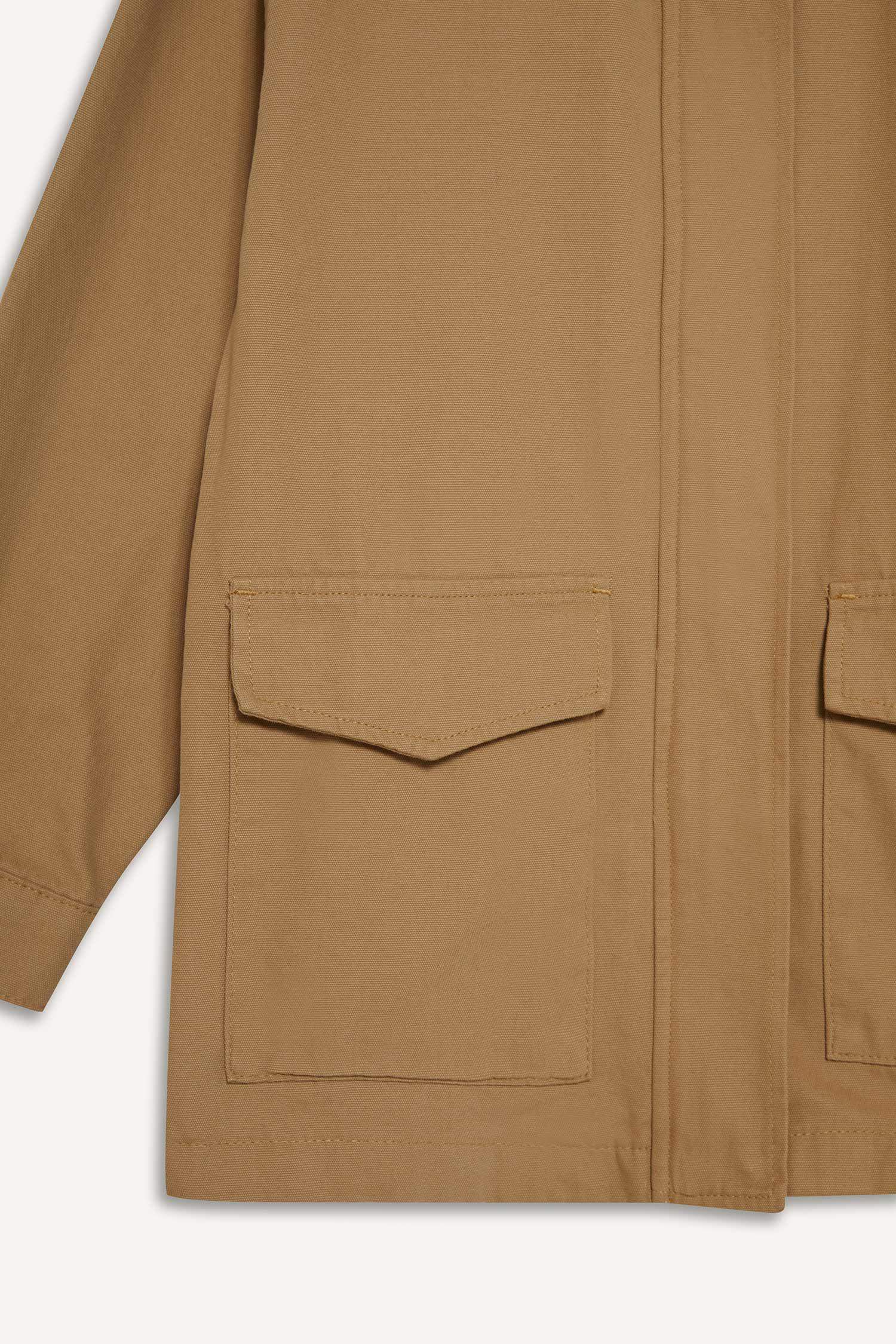 Regular Fit Kontrast Yakalı Cepli Pamuklu Mevsimlik Ceket Mont