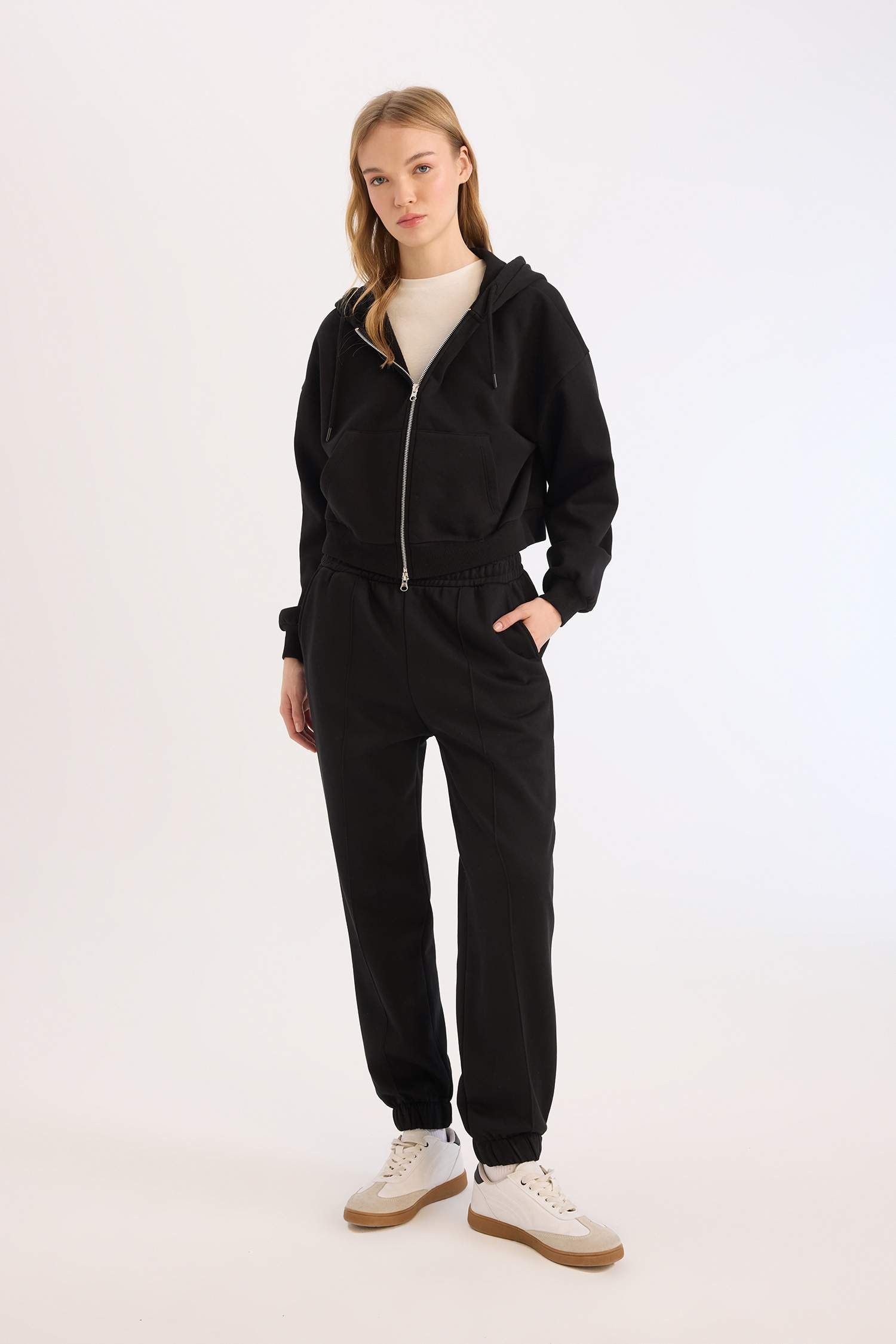 Kalın Jogger Eşofman Altı Basic Düz Cepli Beli Paçası Lastikli