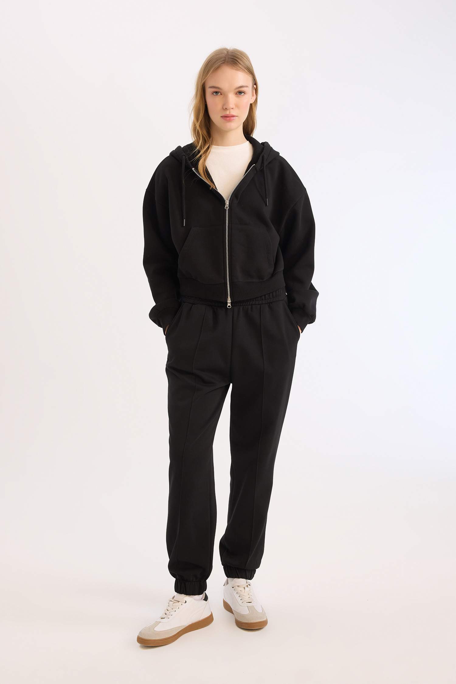 Kalın Jogger Eşofman Altı Basic Düz Cepli Beli Paçası Lastikli