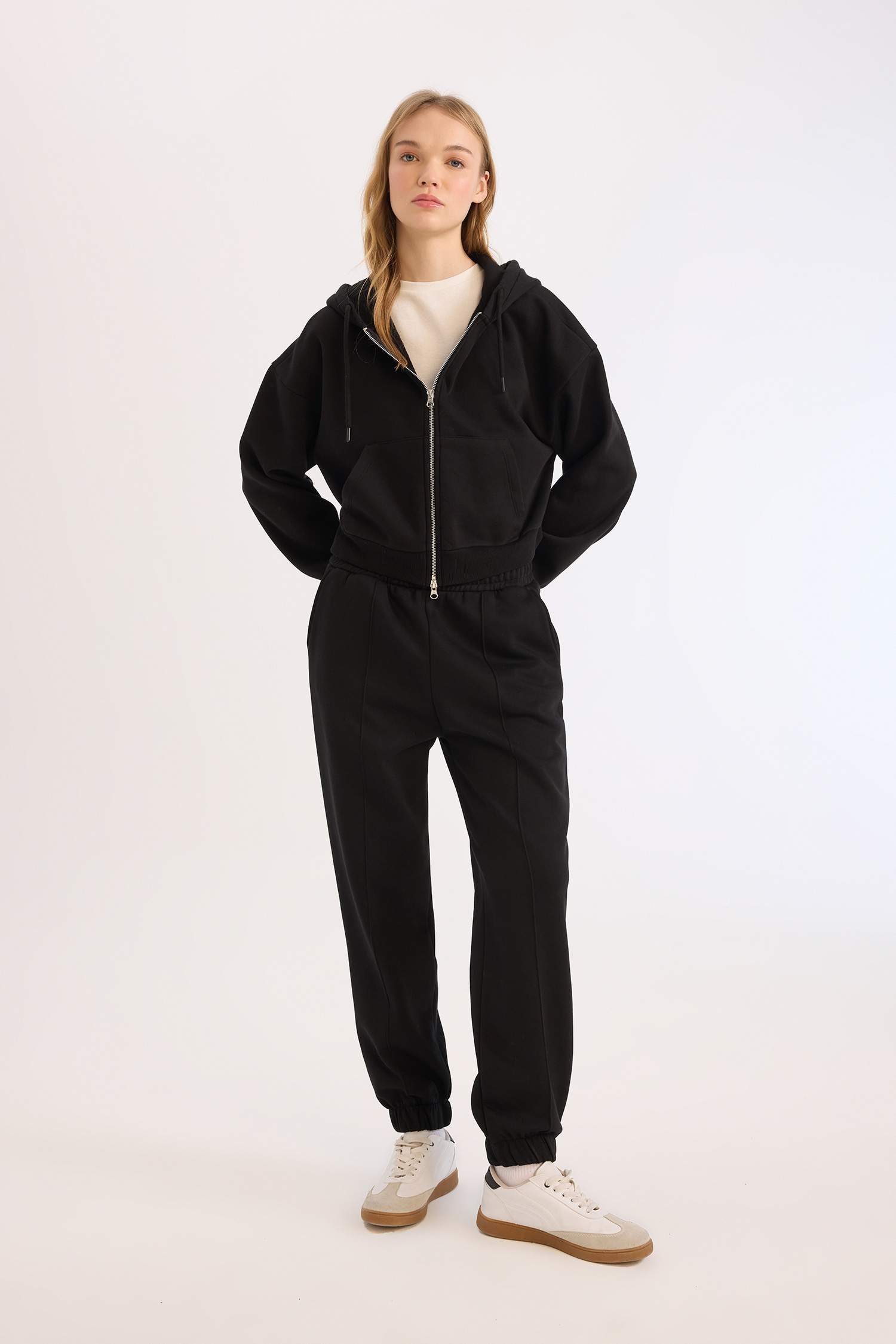 Kalın Jogger Eşofman Altı Basic Düz Cepli Beli Paçası Lastikli