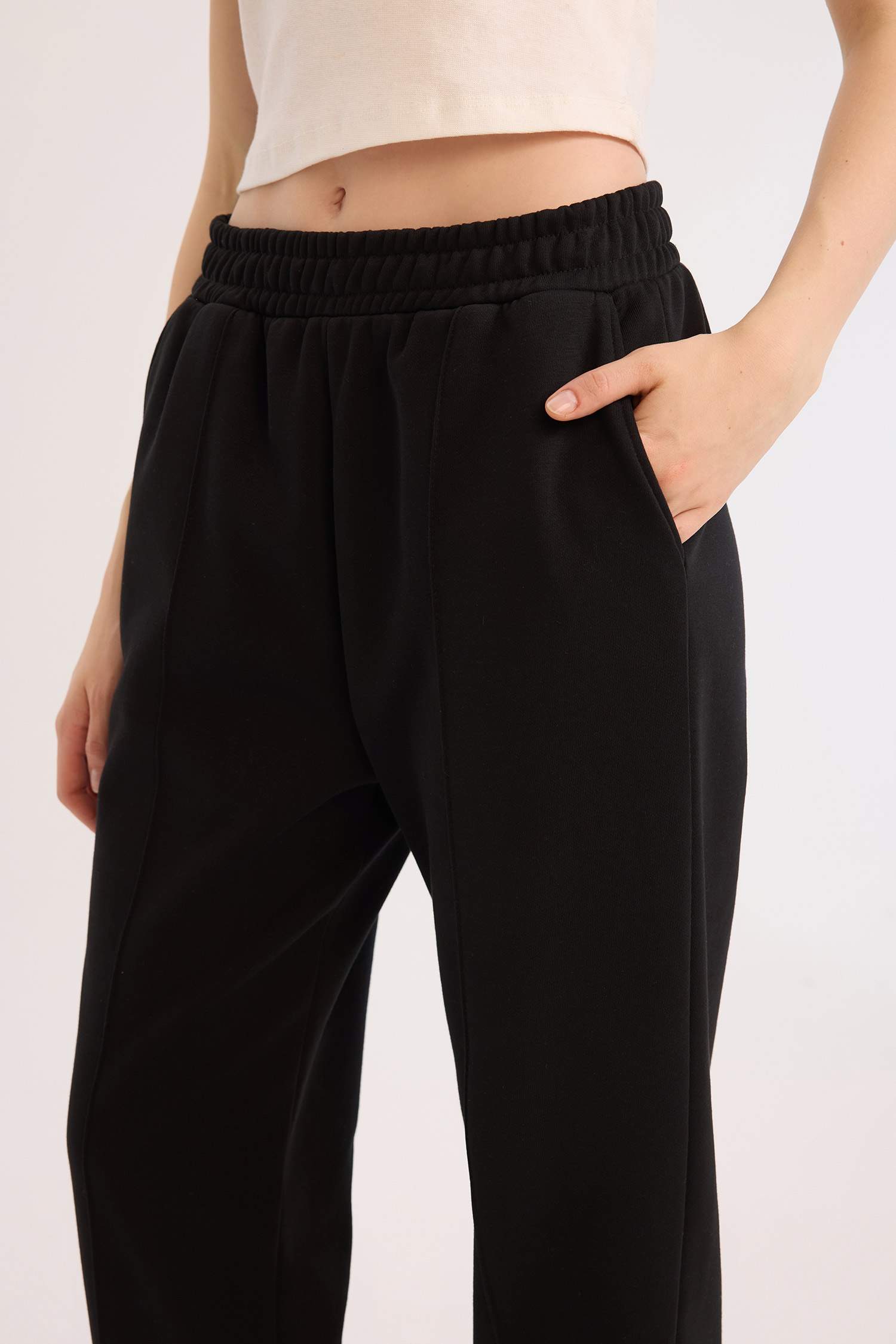 Kalın Jogger Eşofman Altı Basic Düz Cepli Beli Paçası Lastikli