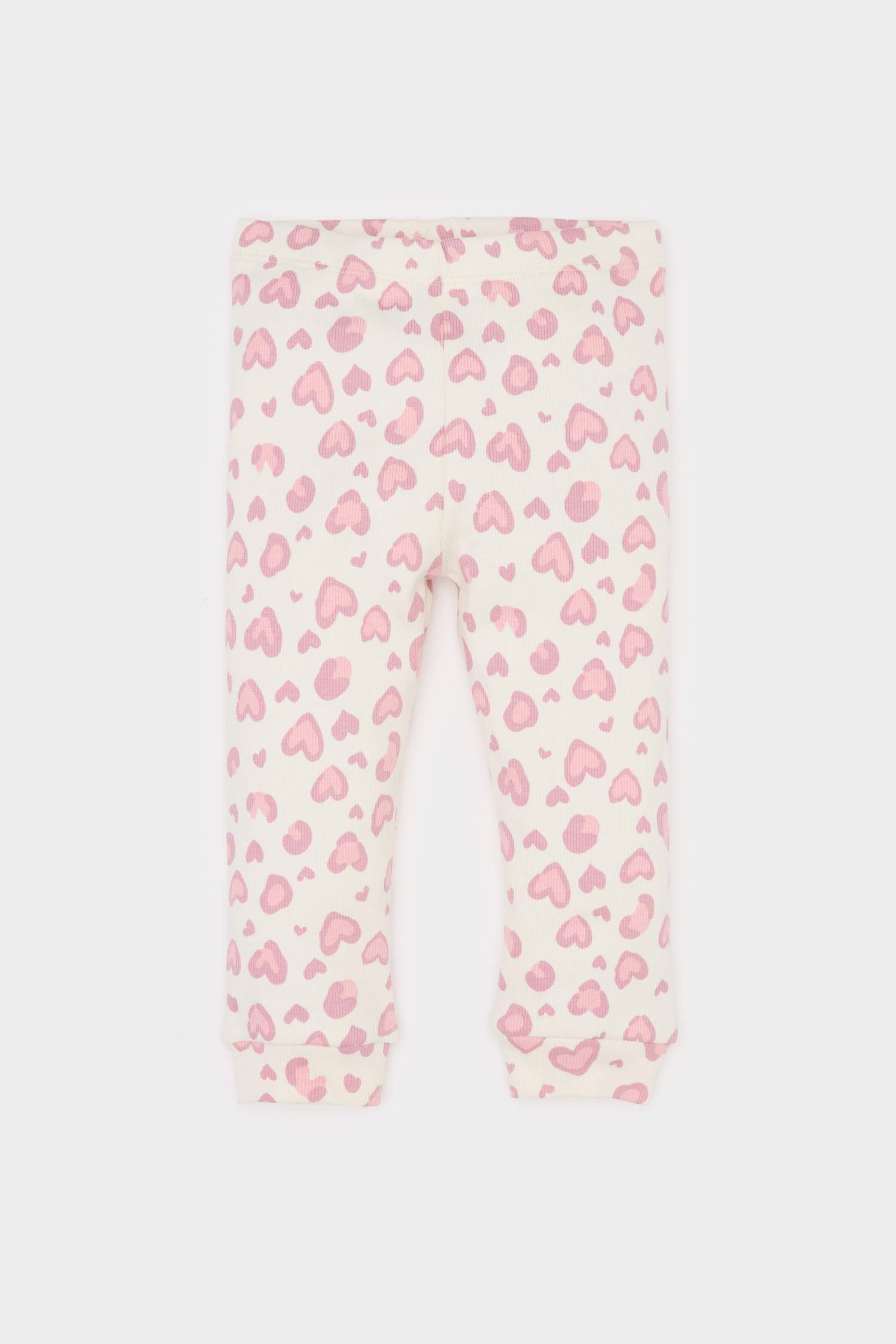 Kız Bebek 2'li Takım Leopar Desenli Fitilli Kaşkorse Uzun Kollu Çıtçıtlı Body Uzun Alt