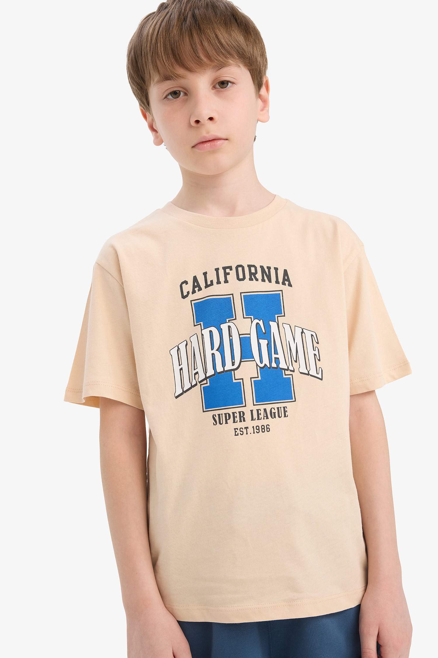 Erkek Çocuk Bisiklet Yaka Baskılı Kısa Kollu Tişört